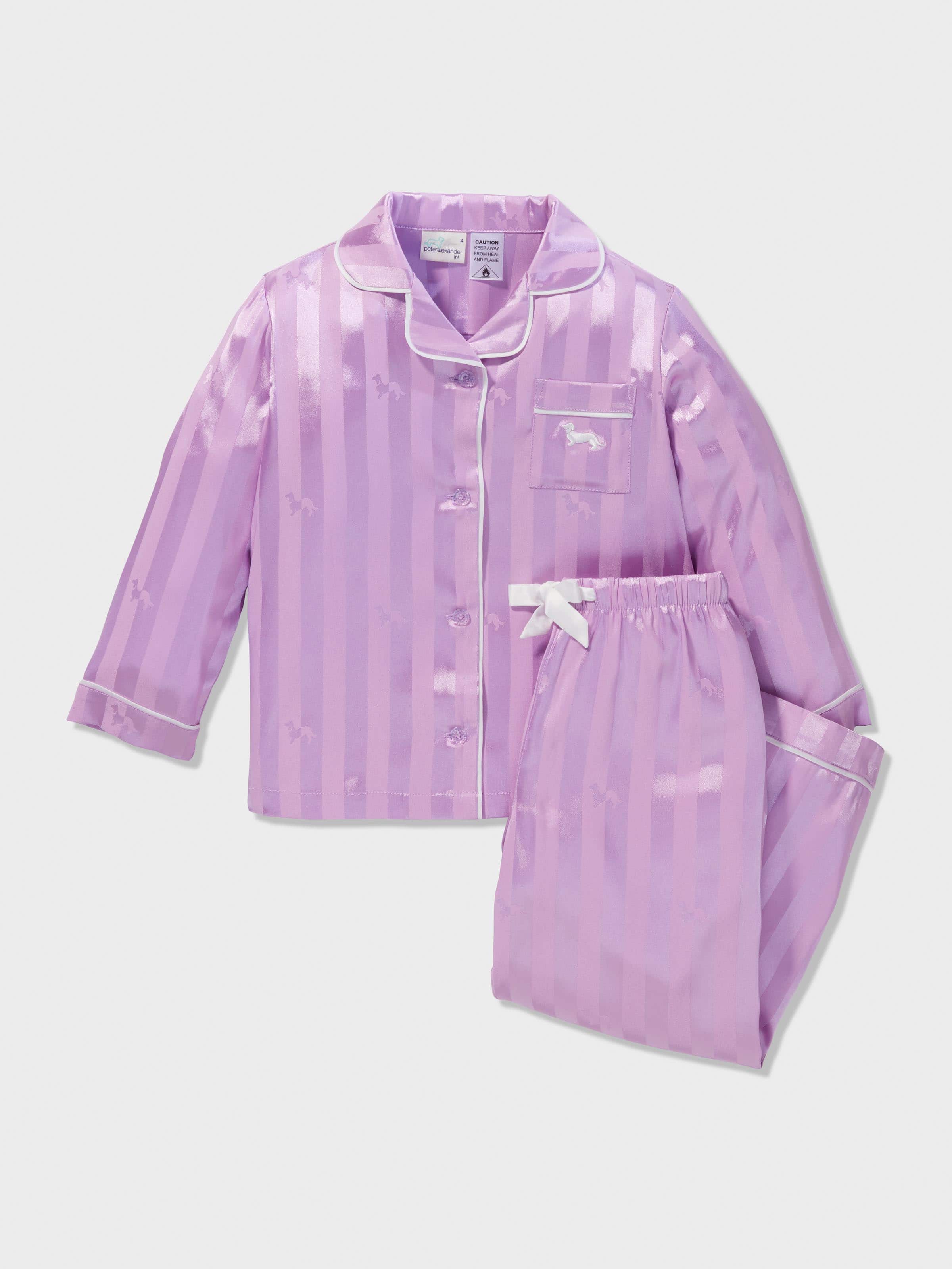 Girls Lilac Classic Satin Pj Set