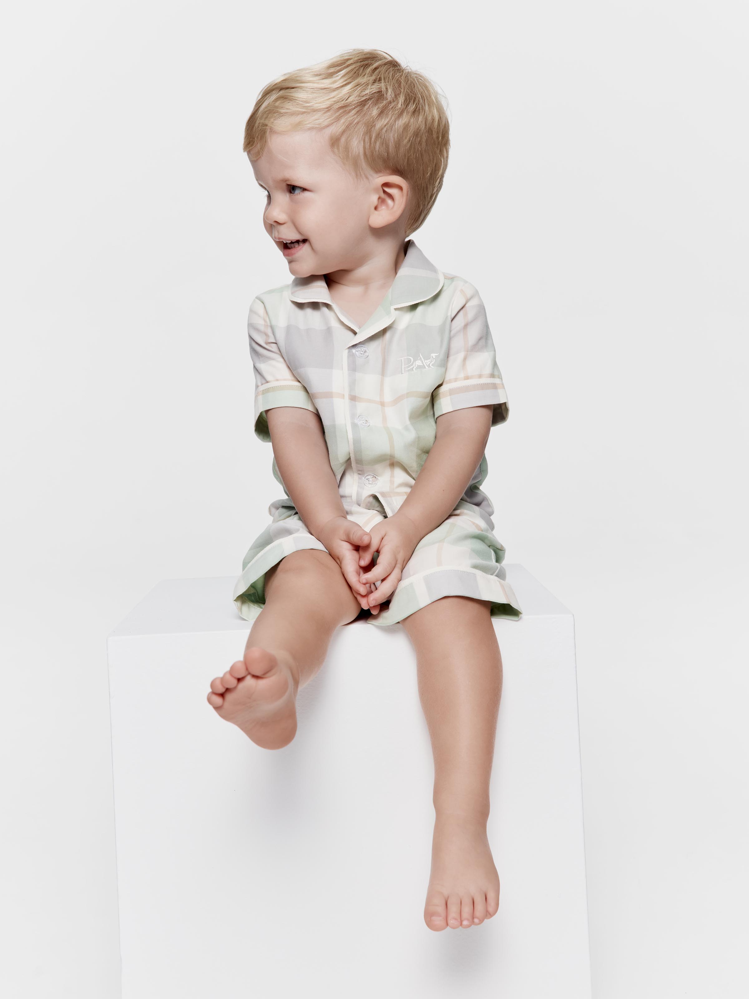 Baby Mint Check Classic Shortie Pj Set