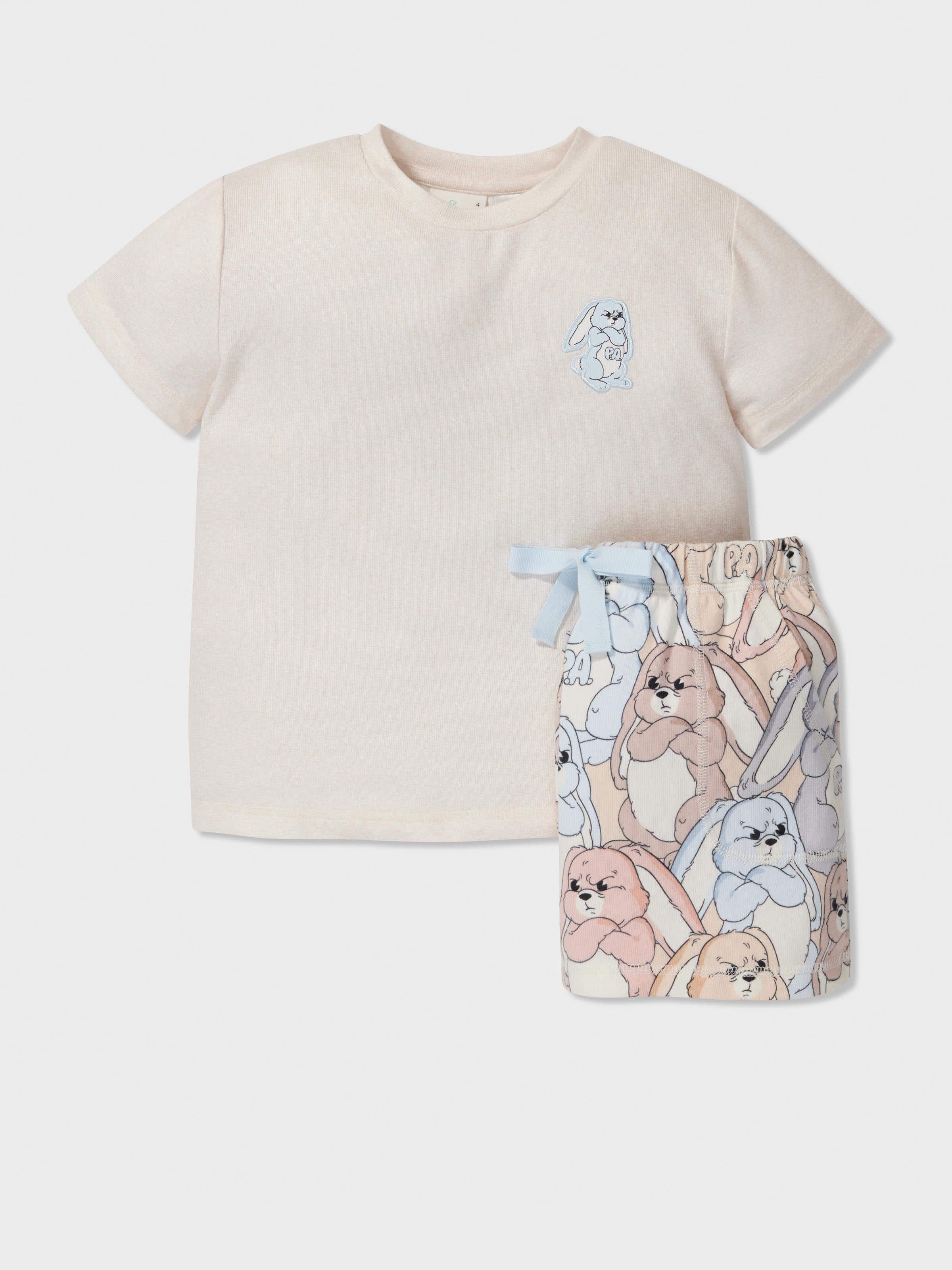 Jnr Kids Grumpy Bunny Shortie Pj Set
