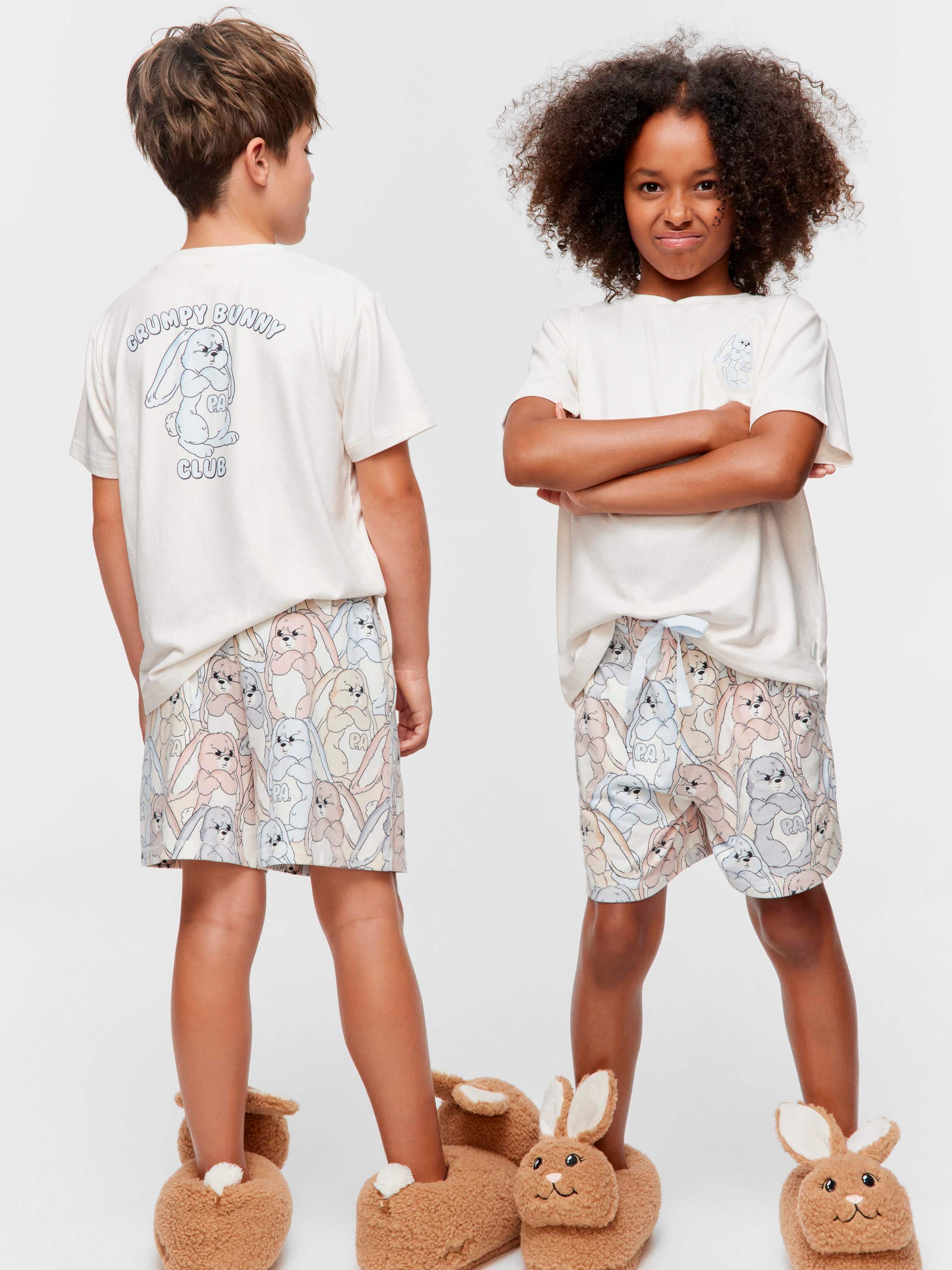 Kids Grumpy Bunny Shortie Pj Set