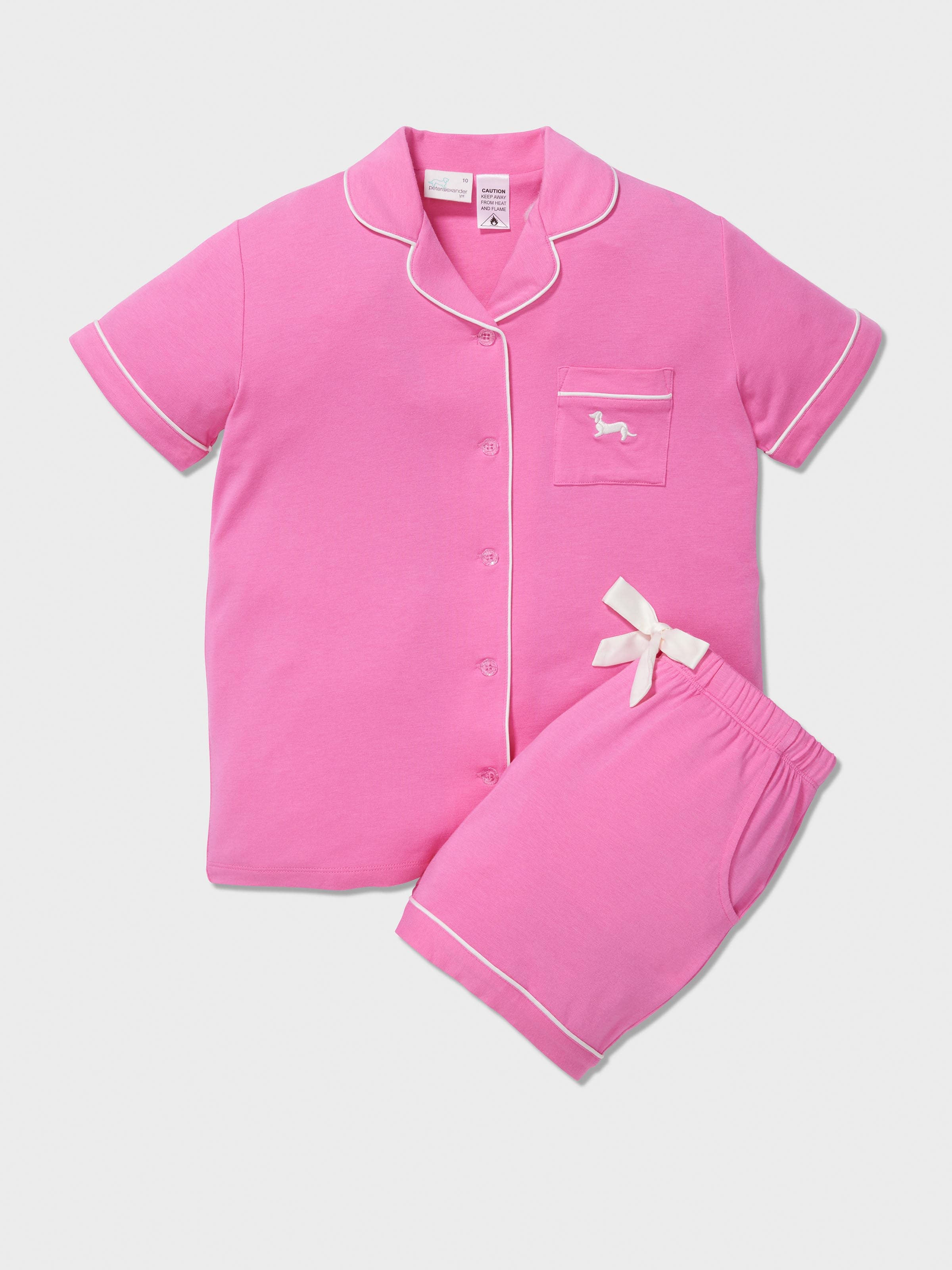 Girls Hot Pink Classic Shortie Pj Set