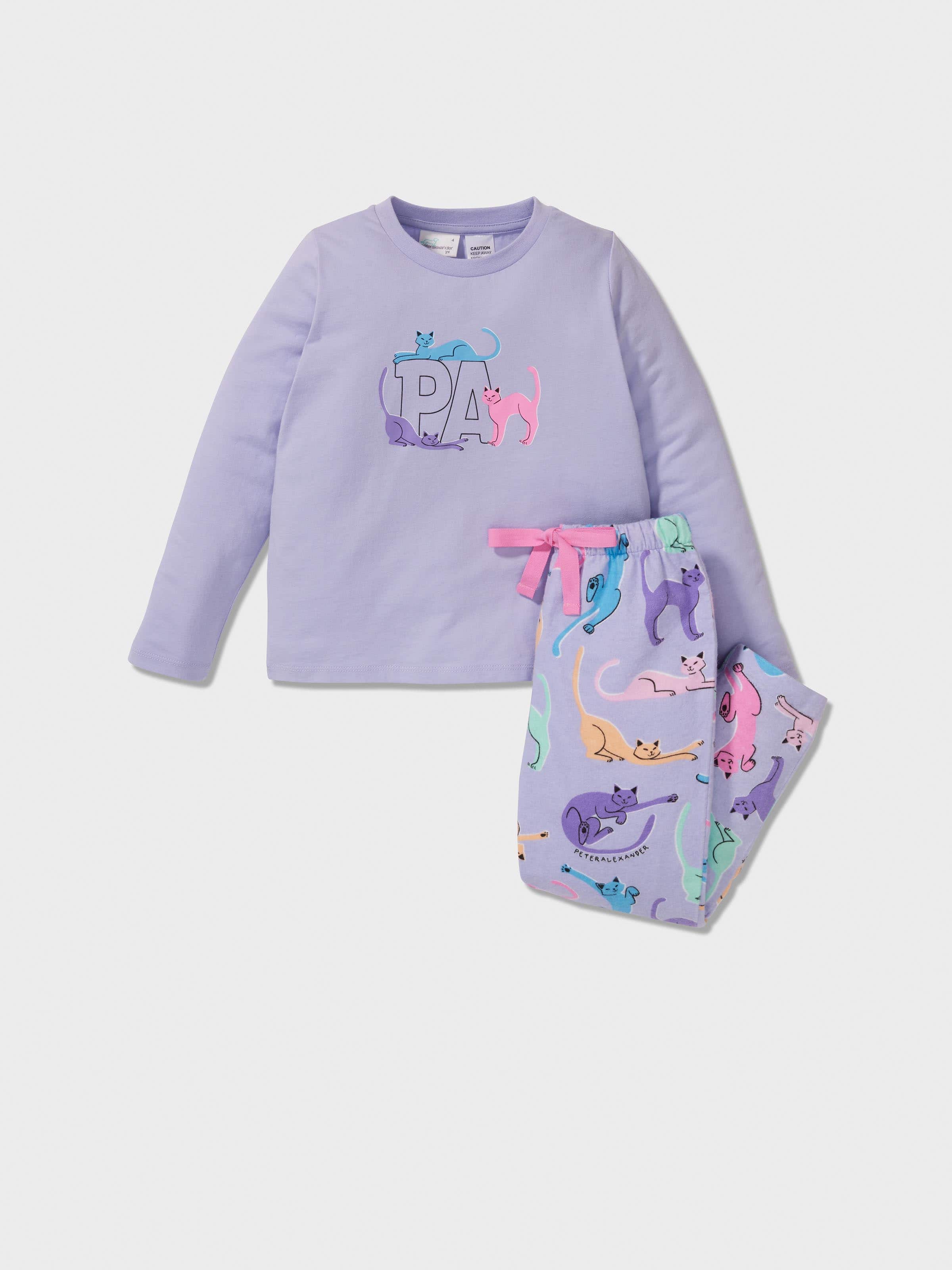 Jnr Girls Stretchy Cat Pj Set