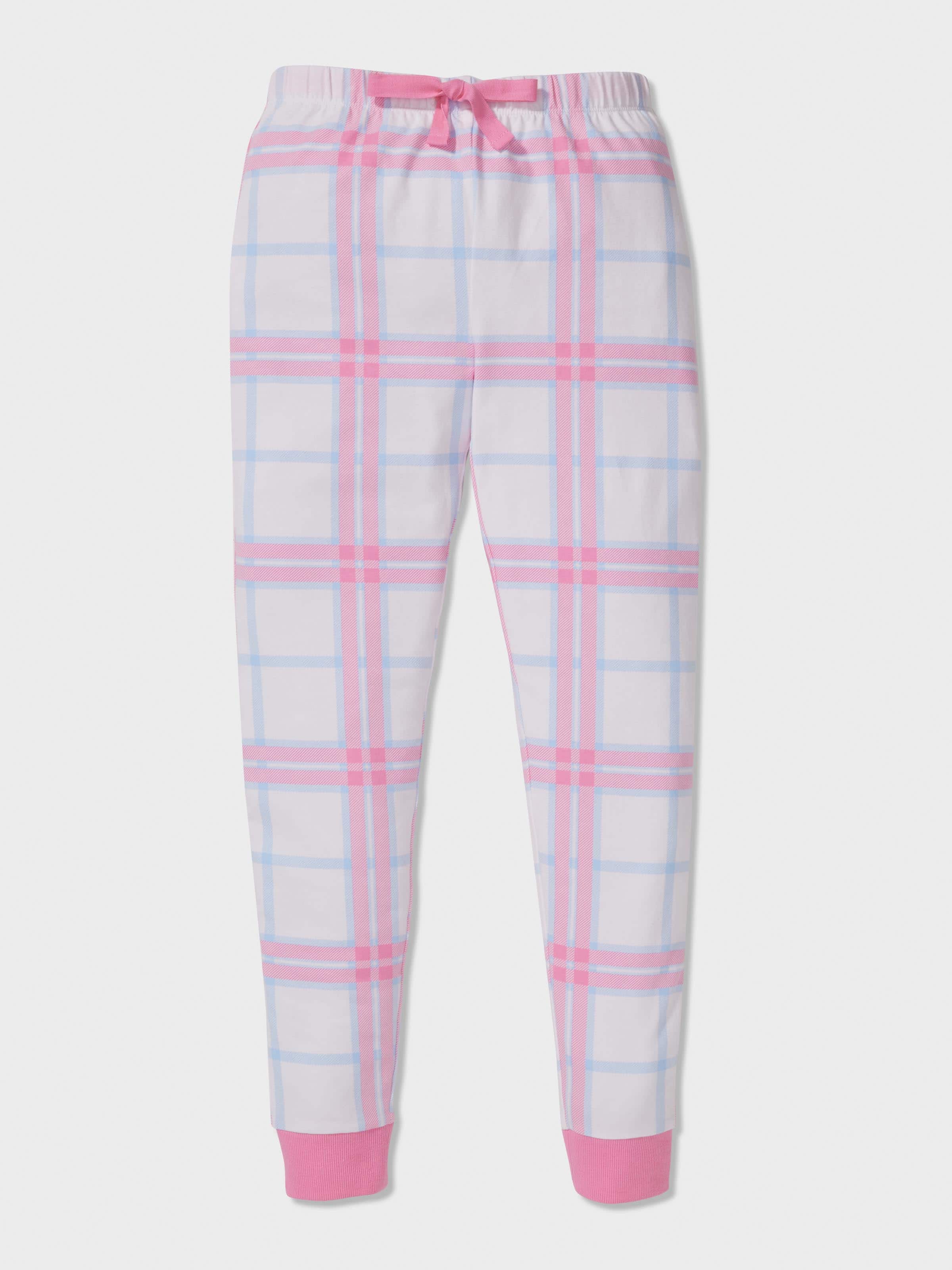 Girls Cream Check Pj Set