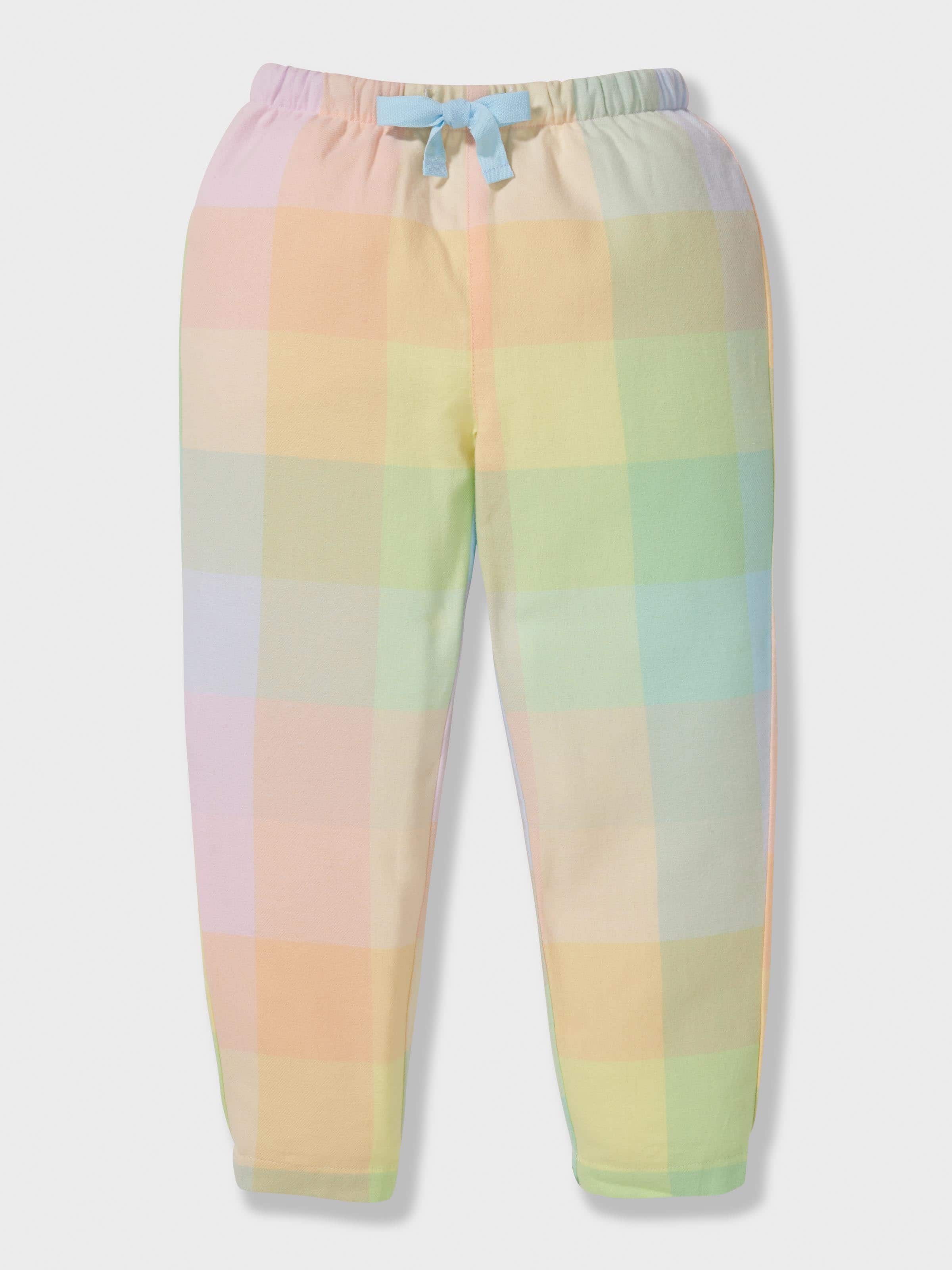 Jnr Girls Rainbow Check Classic Pj Set