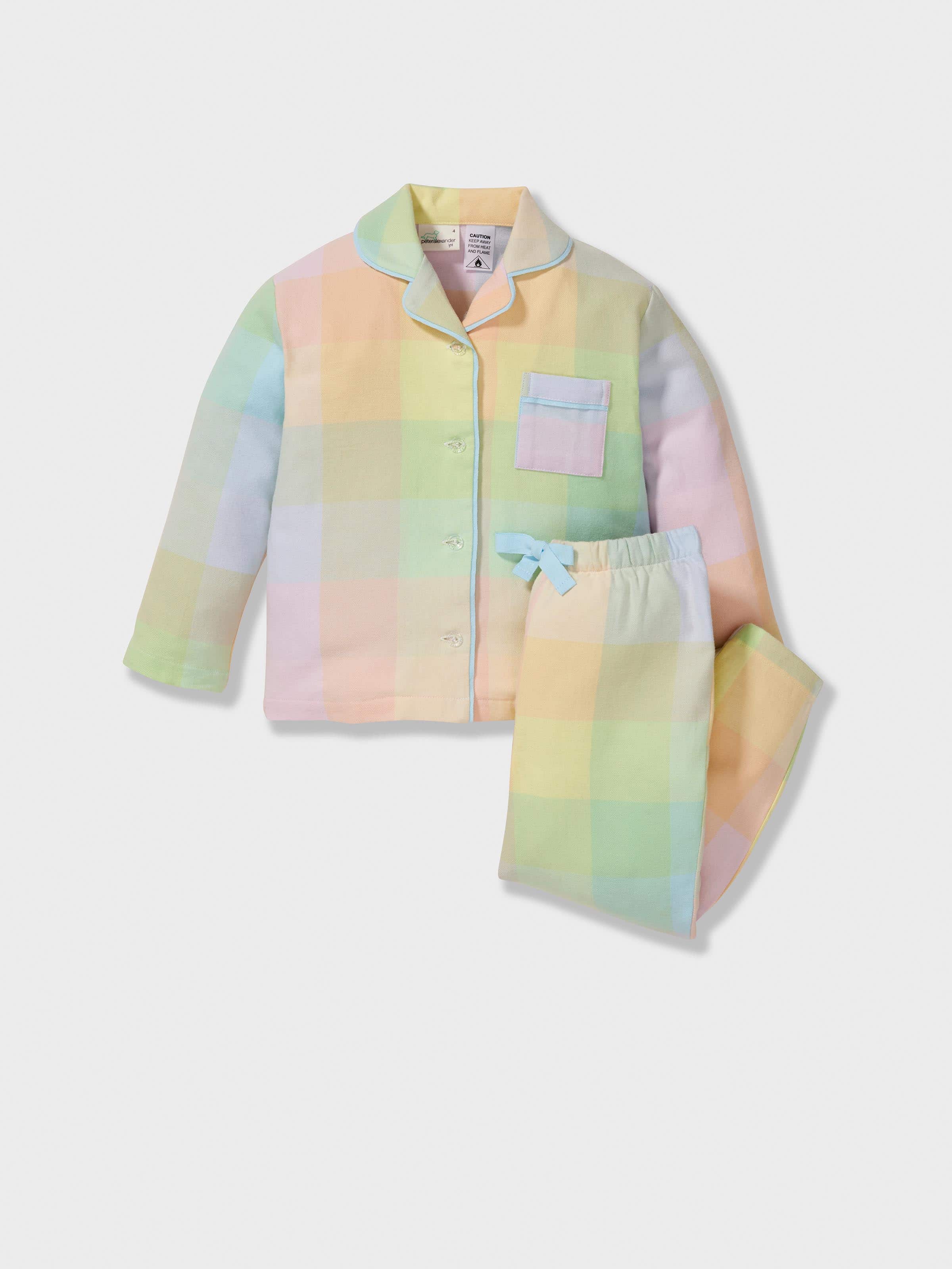 Jnr Girls Rainbow Check Classic Pj Set