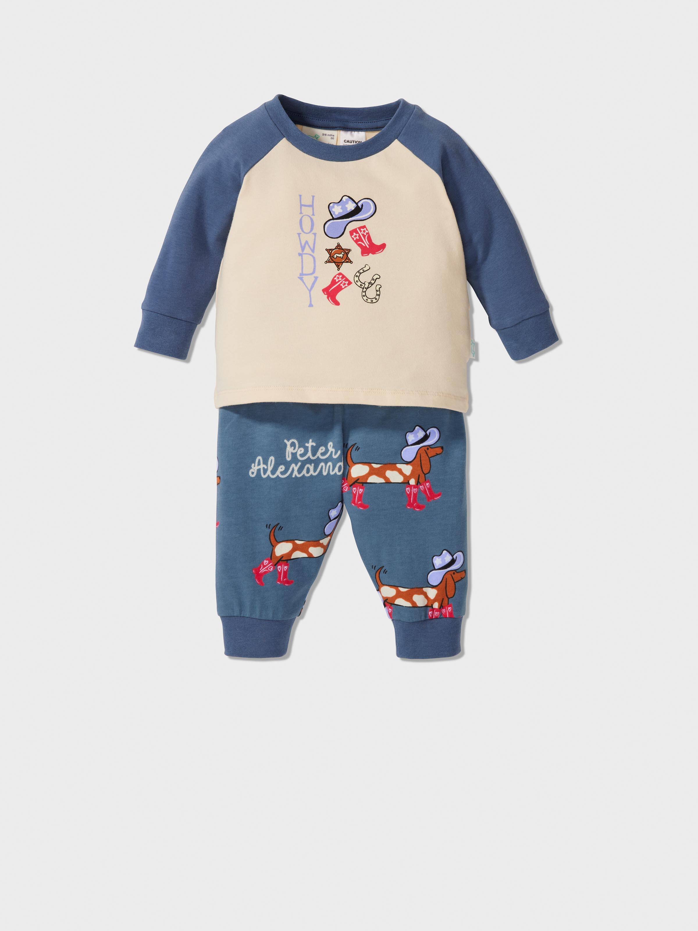 Baby Cowboy Print Long Pj Set