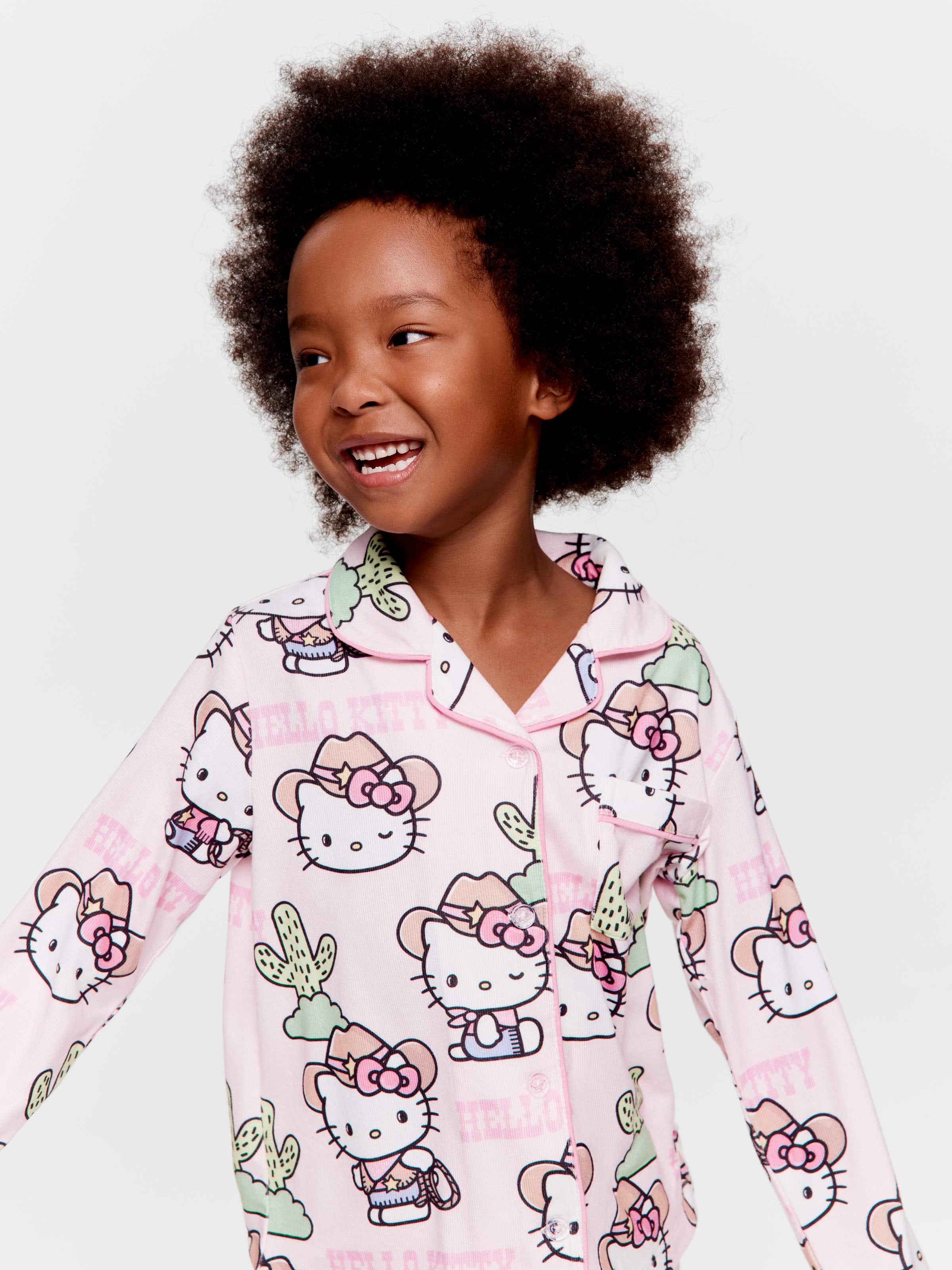 Jnr Girls Hello Kitty Cowboy Long Classic Pj Set