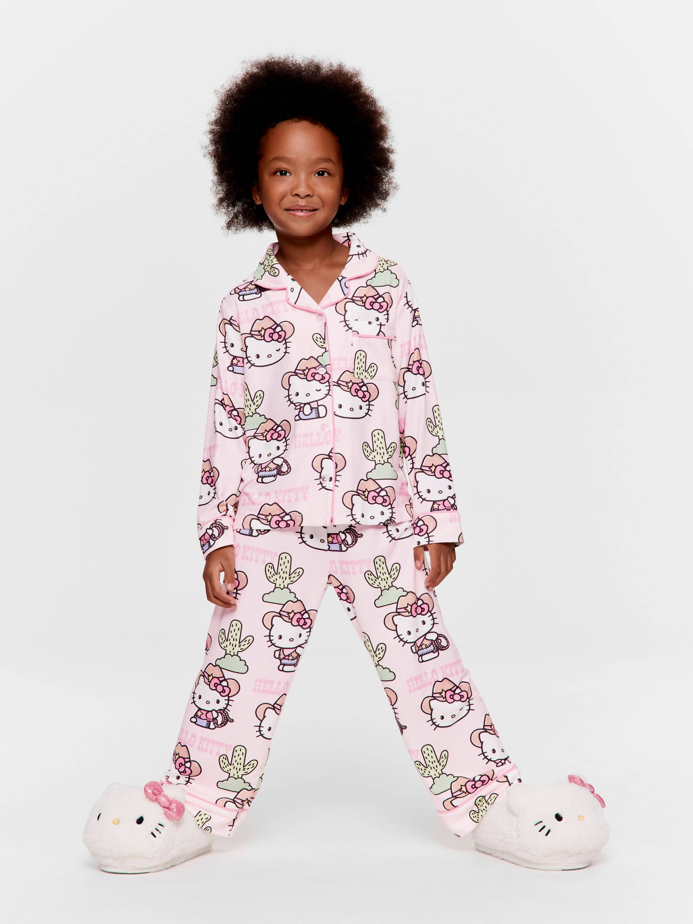 Jnr Girls Hello Kitty Cowboy Long Classic Pj Set