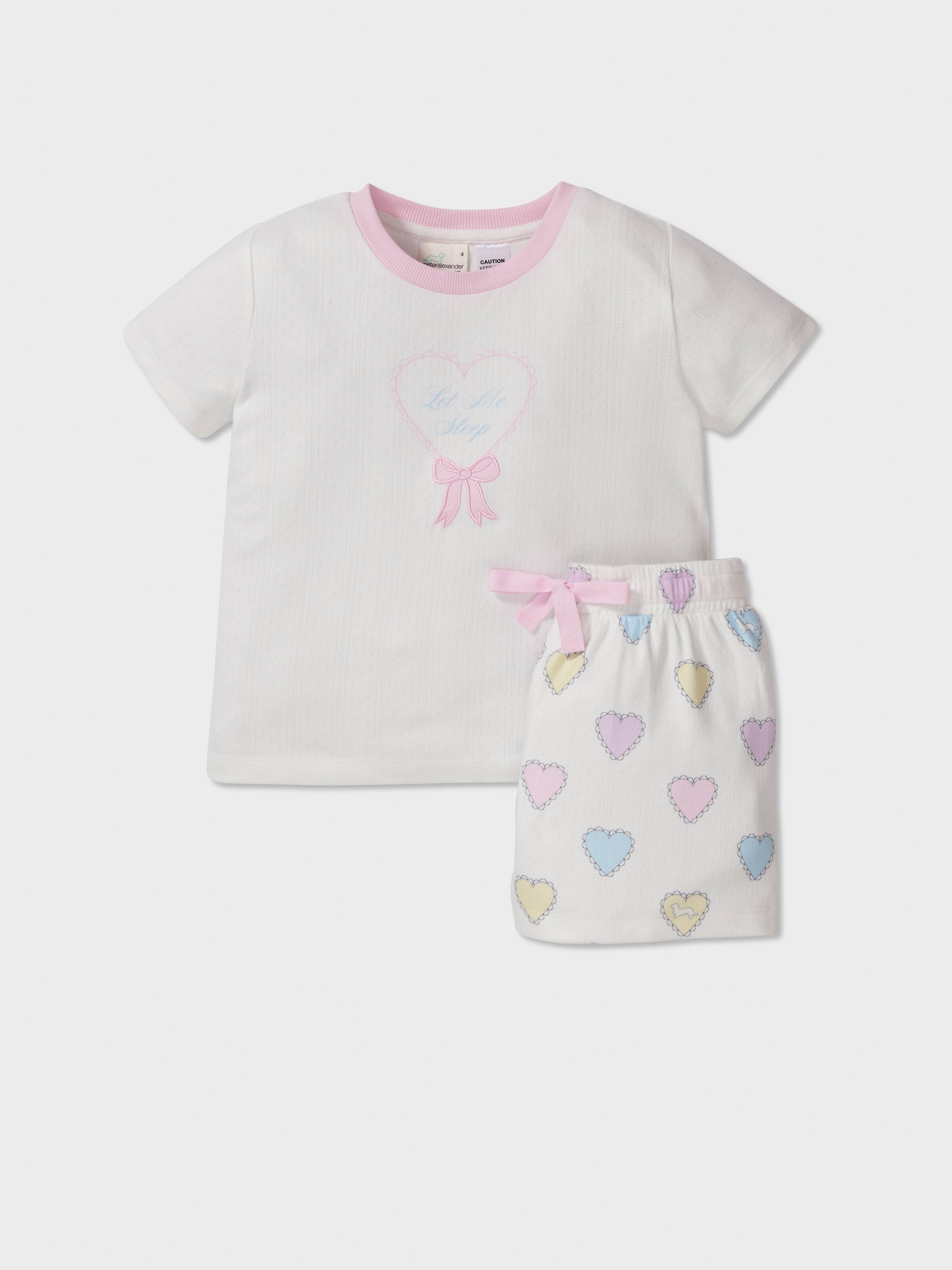 Jnr Girls Rainbow Heart Short Pj Set