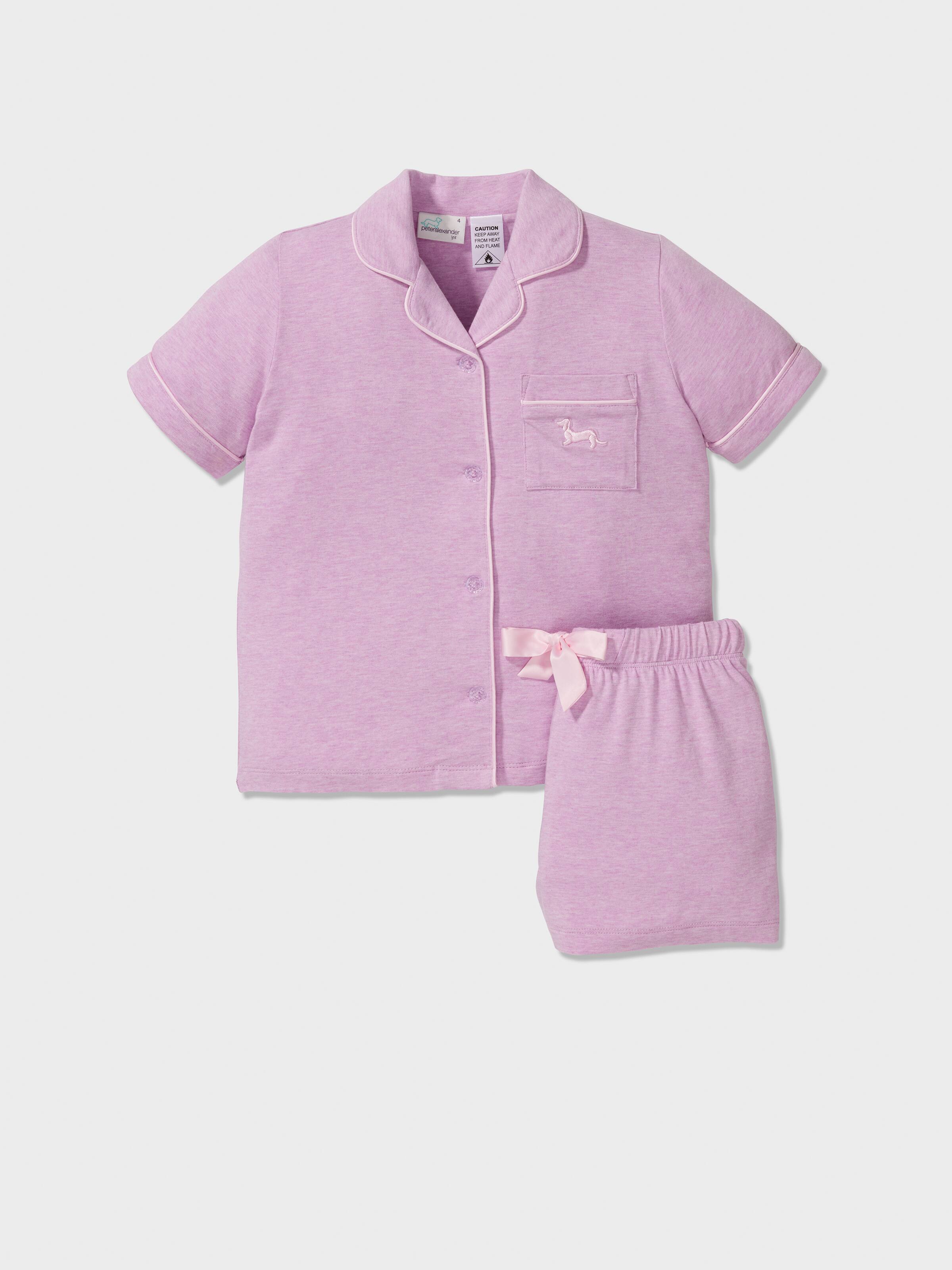 Jnr Girls Lilac Bamboo Short Classic Pj Set