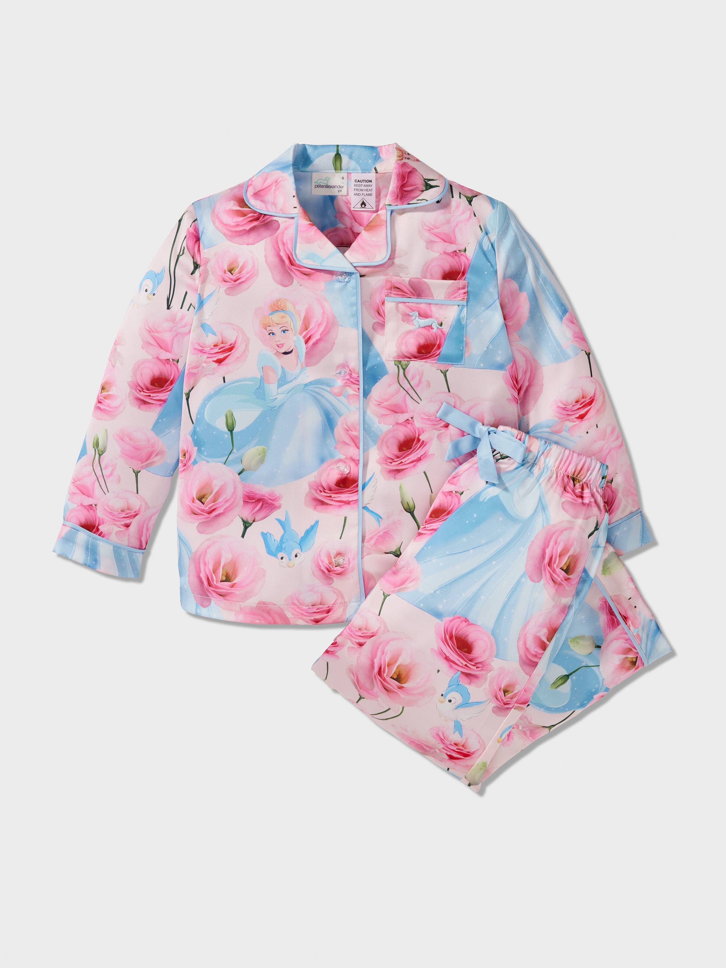 Girls Disney Cinderella Satin Long Classic Pj Set