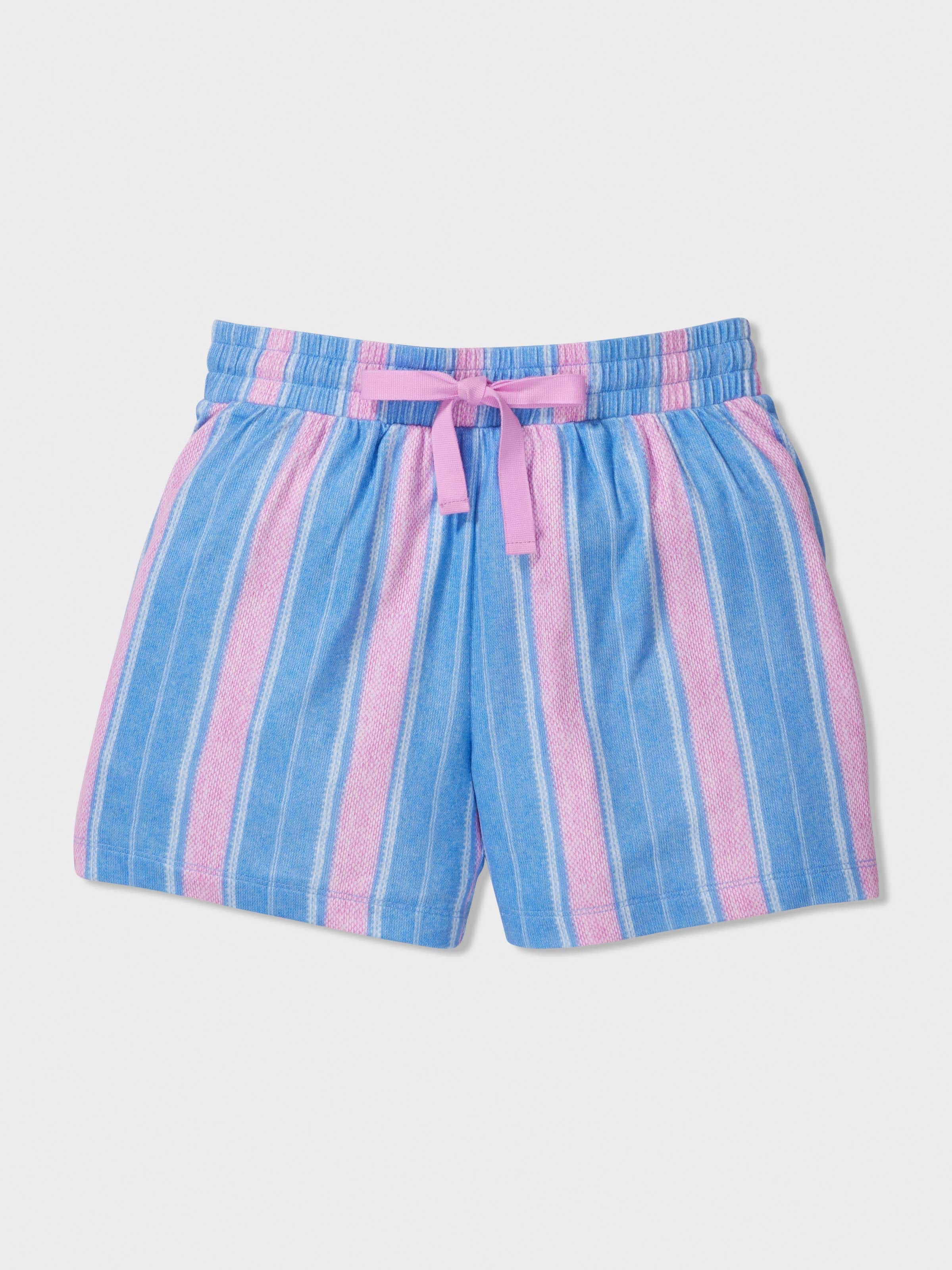 Girls Bright Stripe Plush Short Pj Set