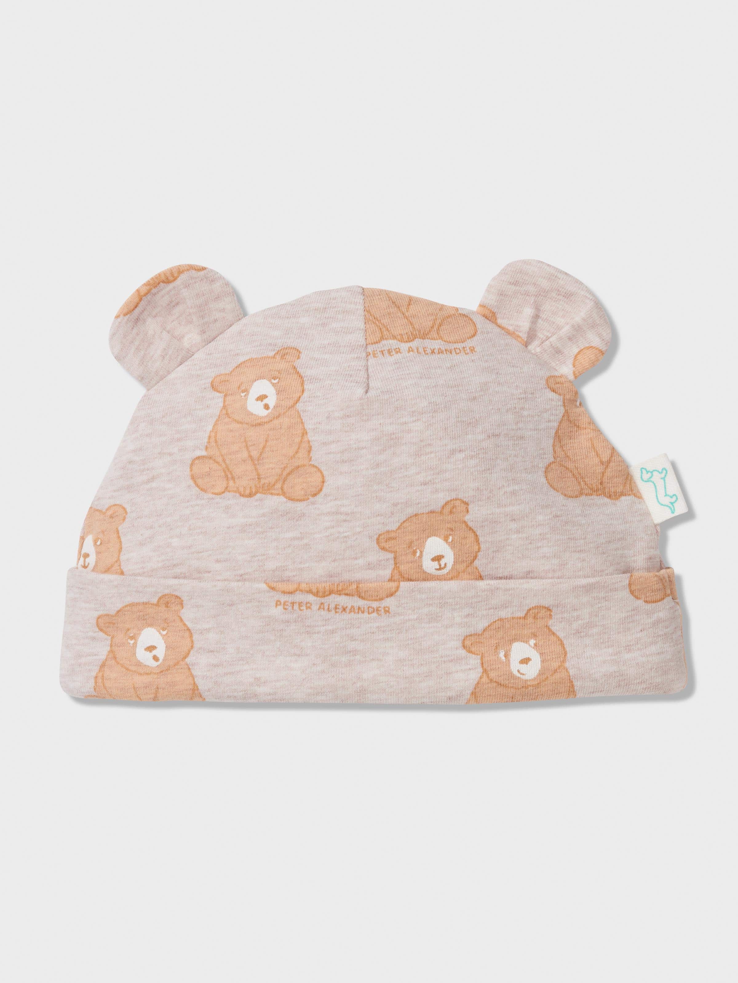 Baby Organic Bear Print Beanie & Booties Set