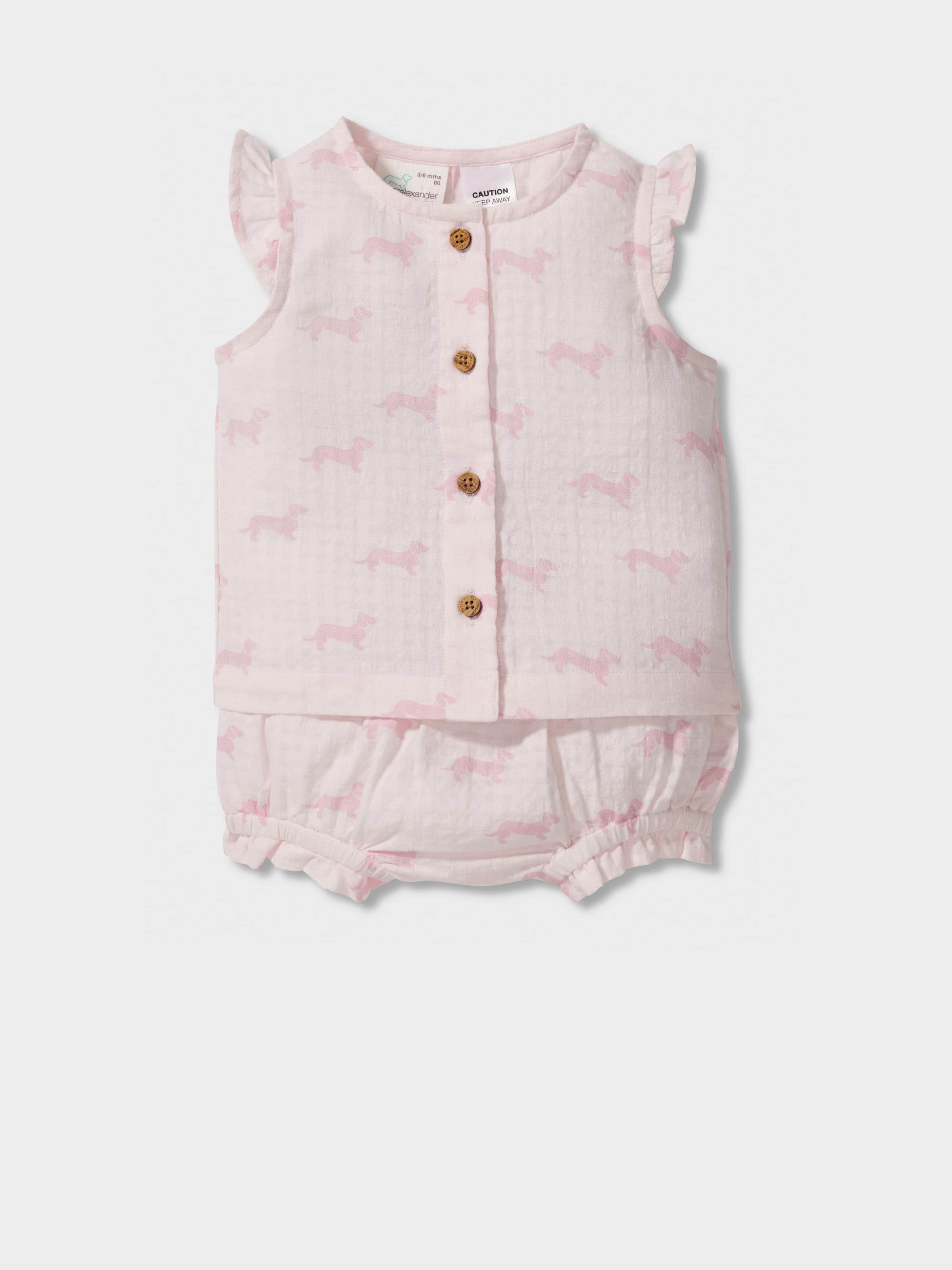 Baby Girl Pink Cotton Short Pj Set