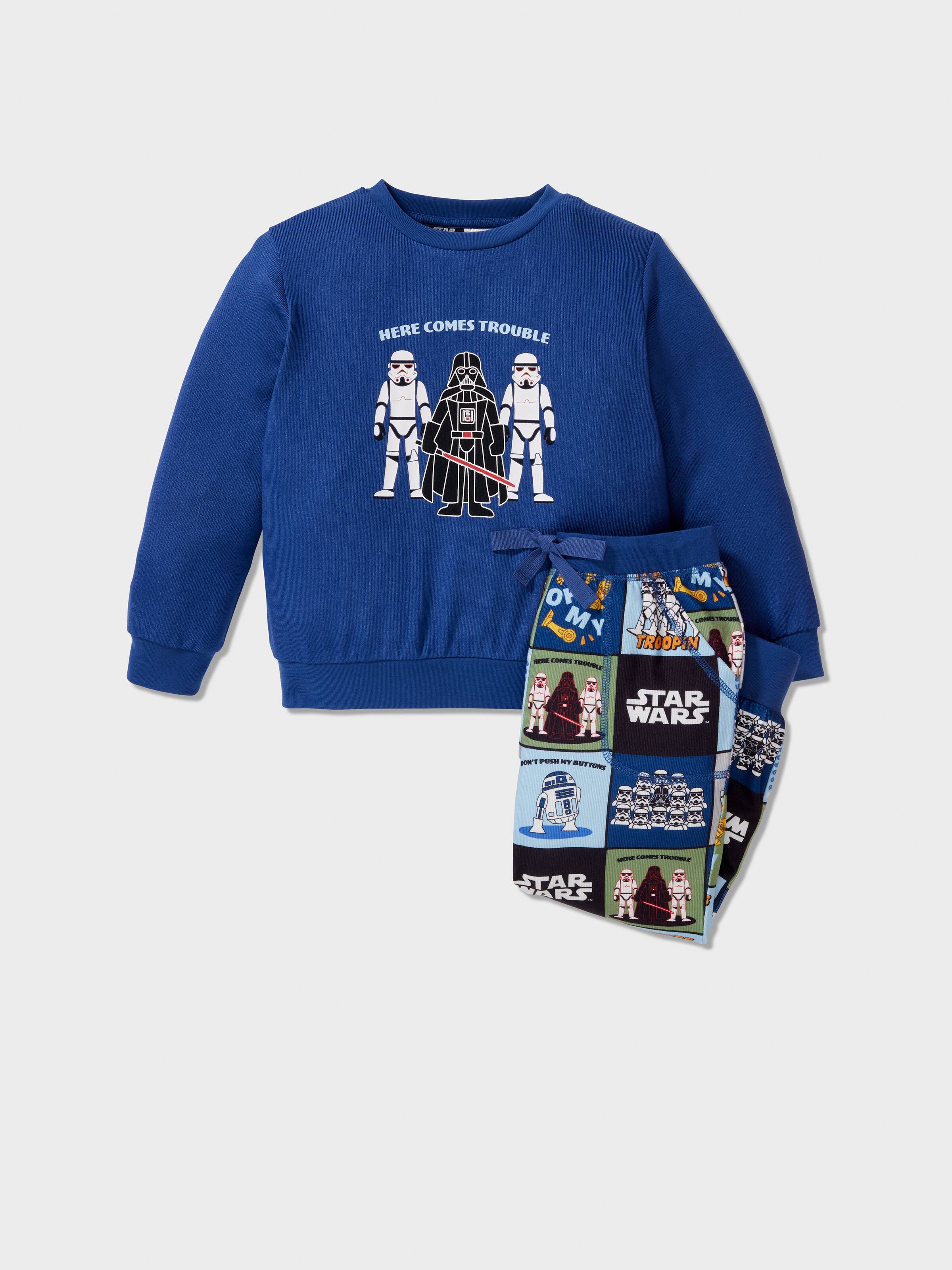 Jnr Boys Star Wars 'Trouble' Long Plush Pj Set