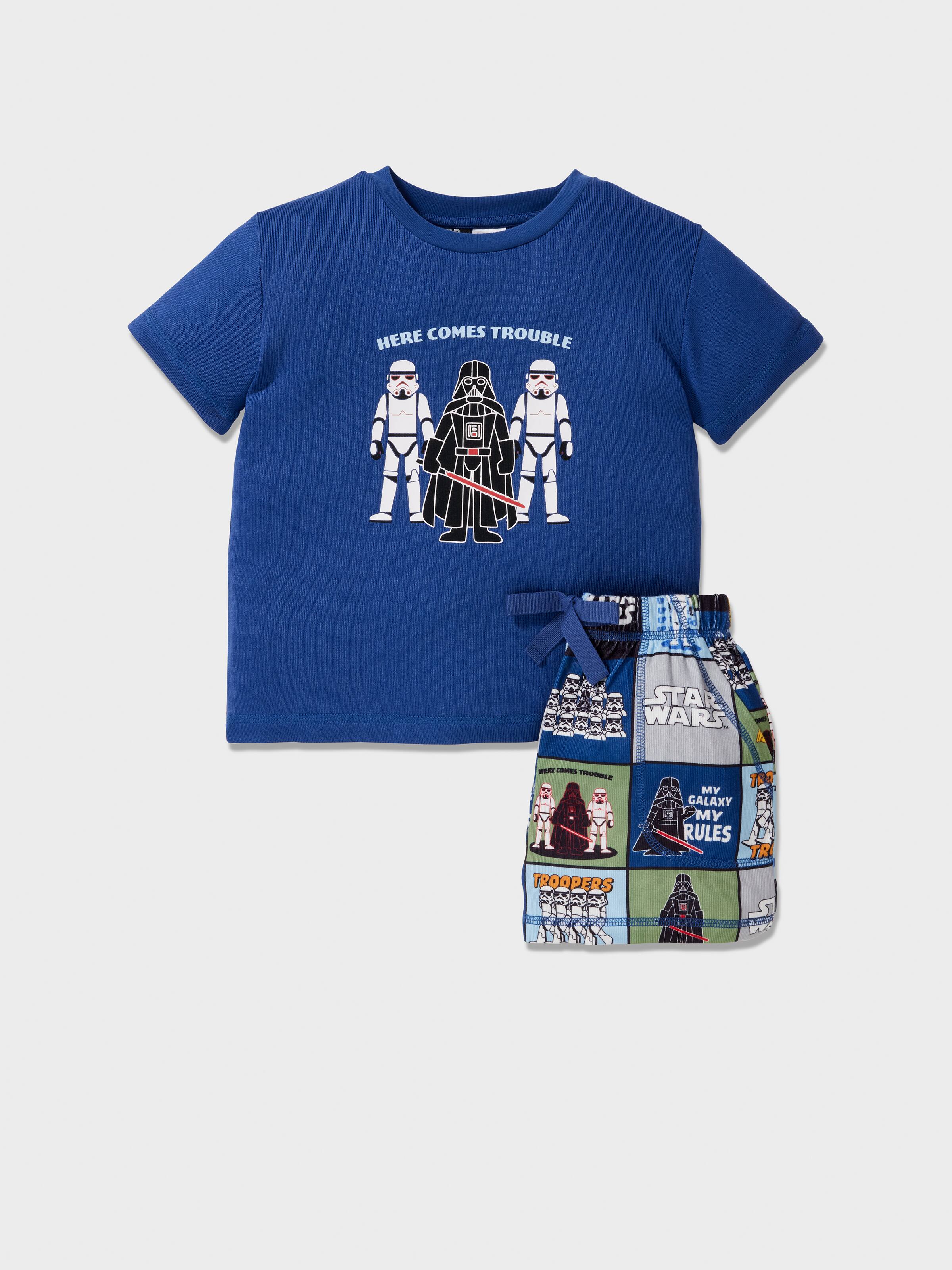 Jnr Boys Star Wars 'Trouble' Short Plush Pj Set