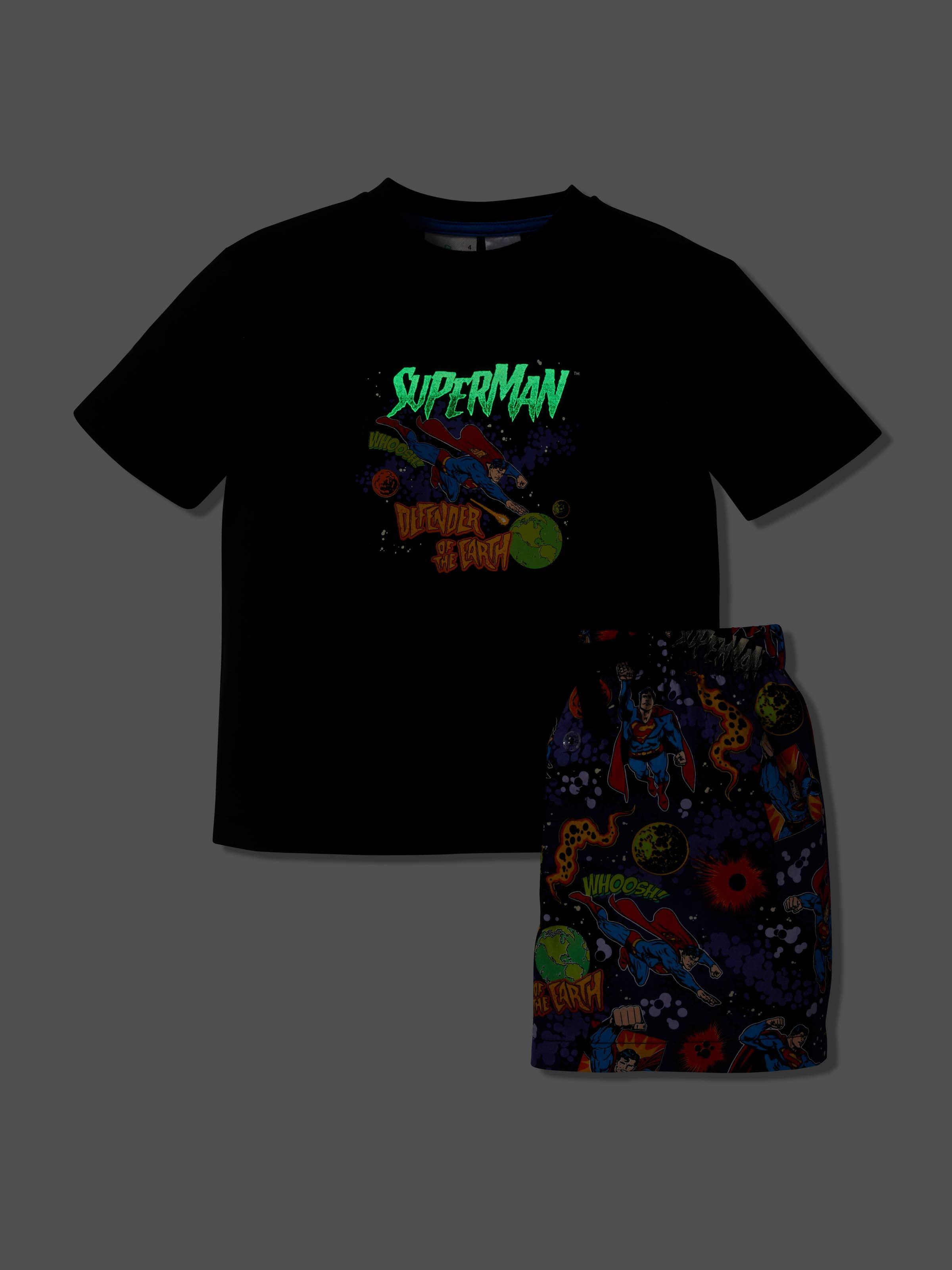 Jnr Boys 'Glow In The Dark' Superman Short Pj Set