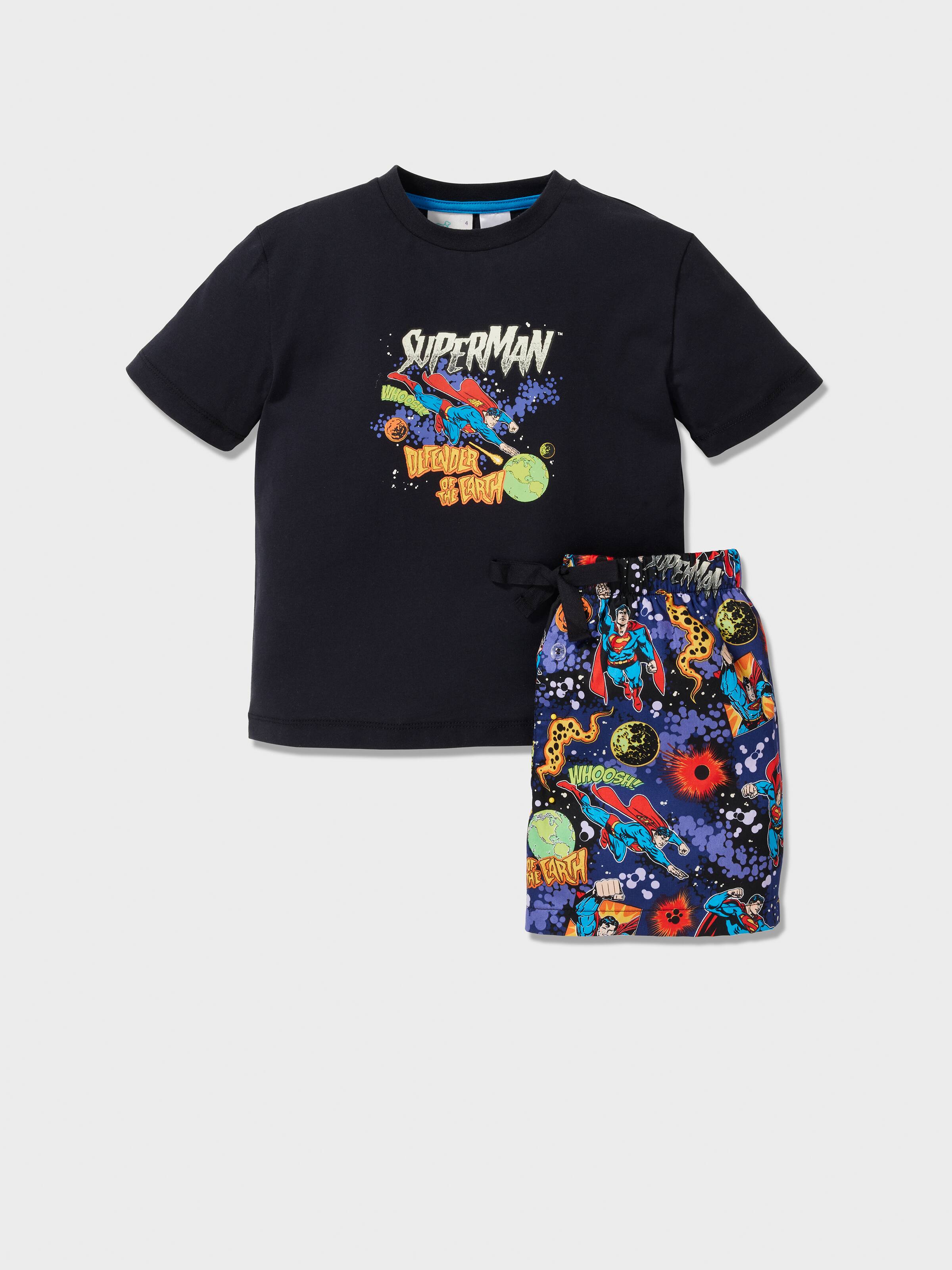 Jnr Boys 'Glow In The Dark' Superman Short Pj Set
