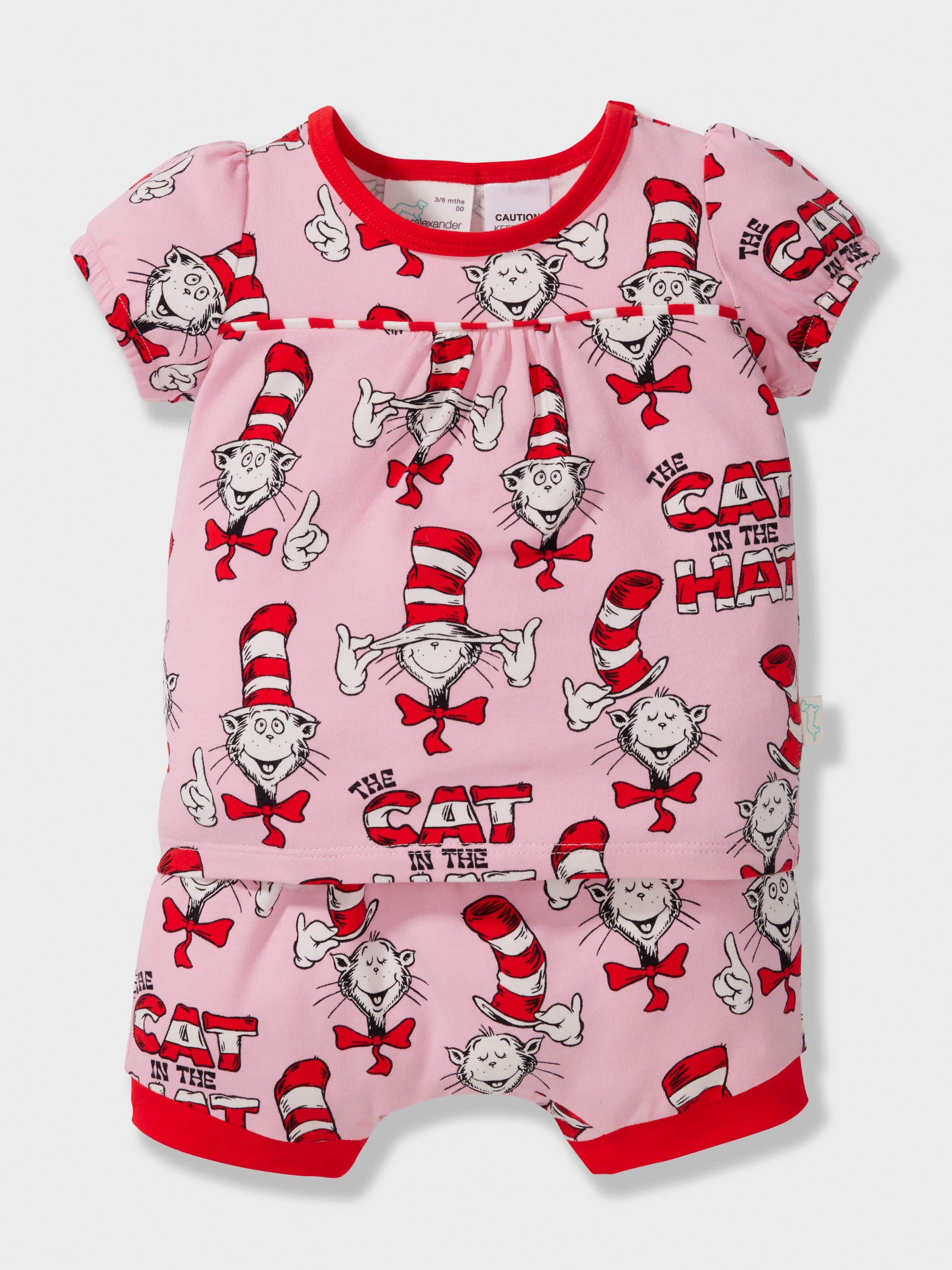 Baby Pink 'Cat In Hat' Short Pj Set
