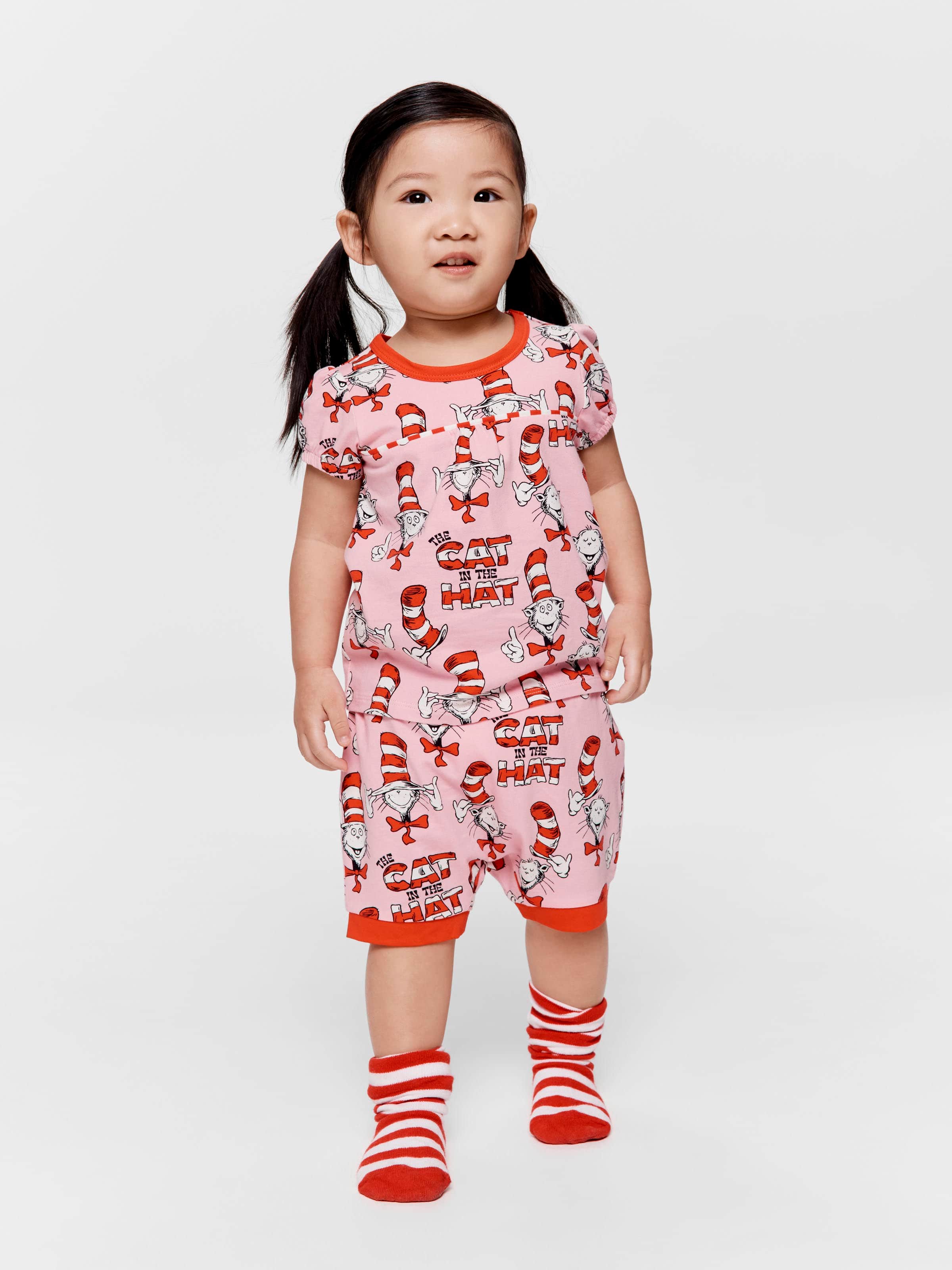 Baby Pink 'Cat In Hat' Short Pj Set
