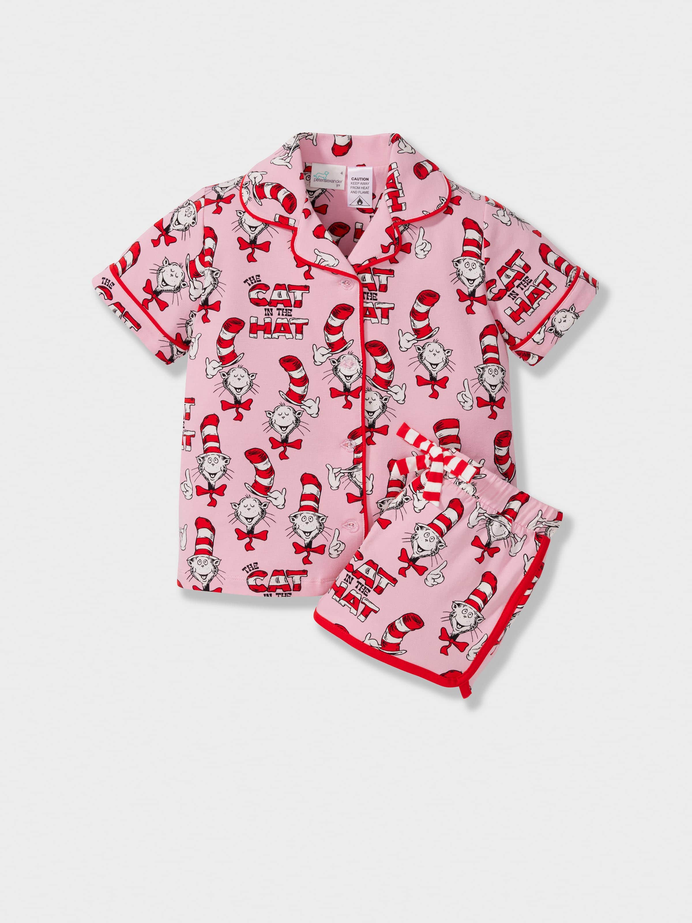 Jnr Girls Pink 'Cat In Hat' Short Pj Set