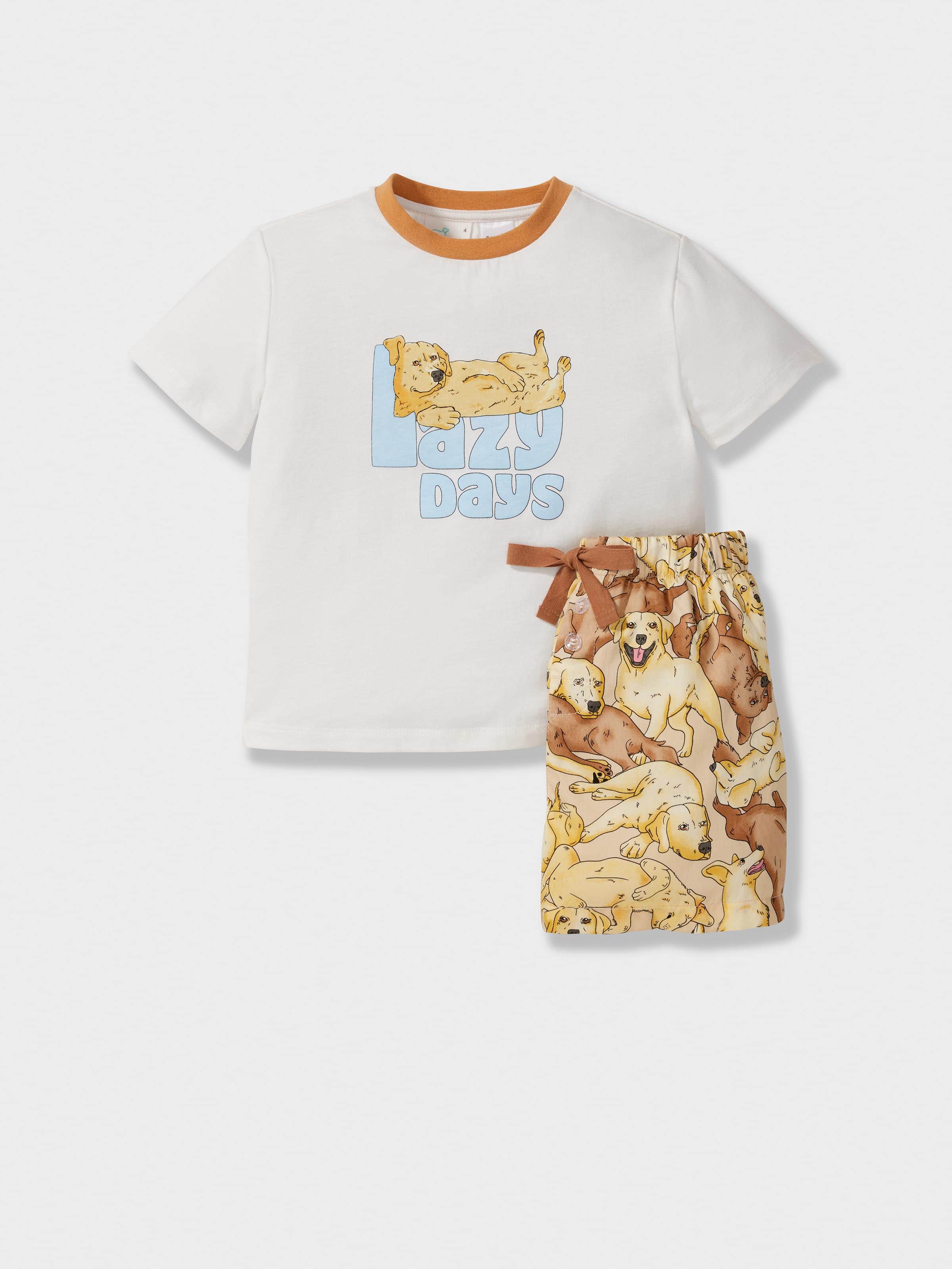 Jnr Boys Lazy Labrador Short Pj Set
