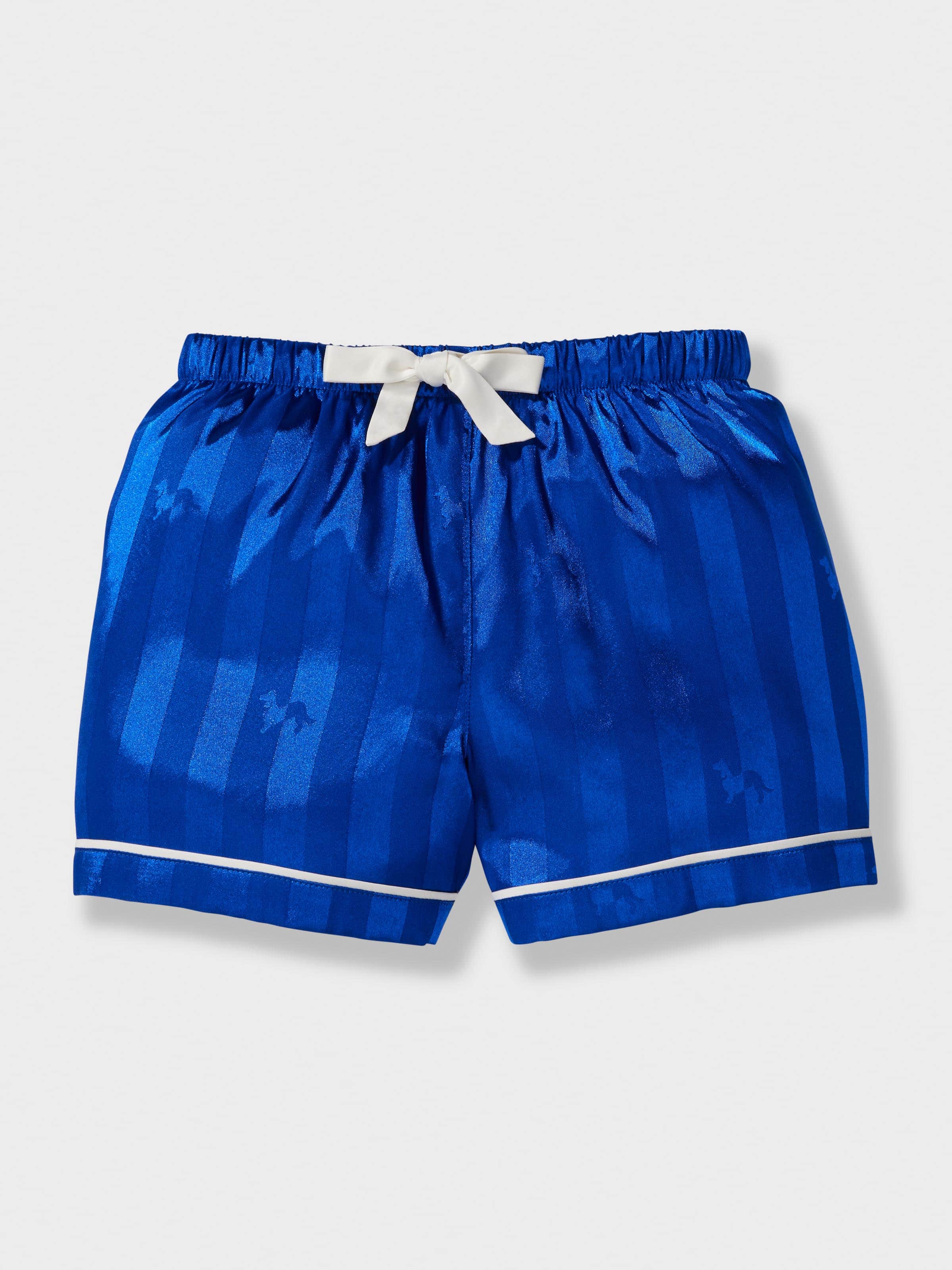 Girls Cobalt Satin Shortie Pj Set