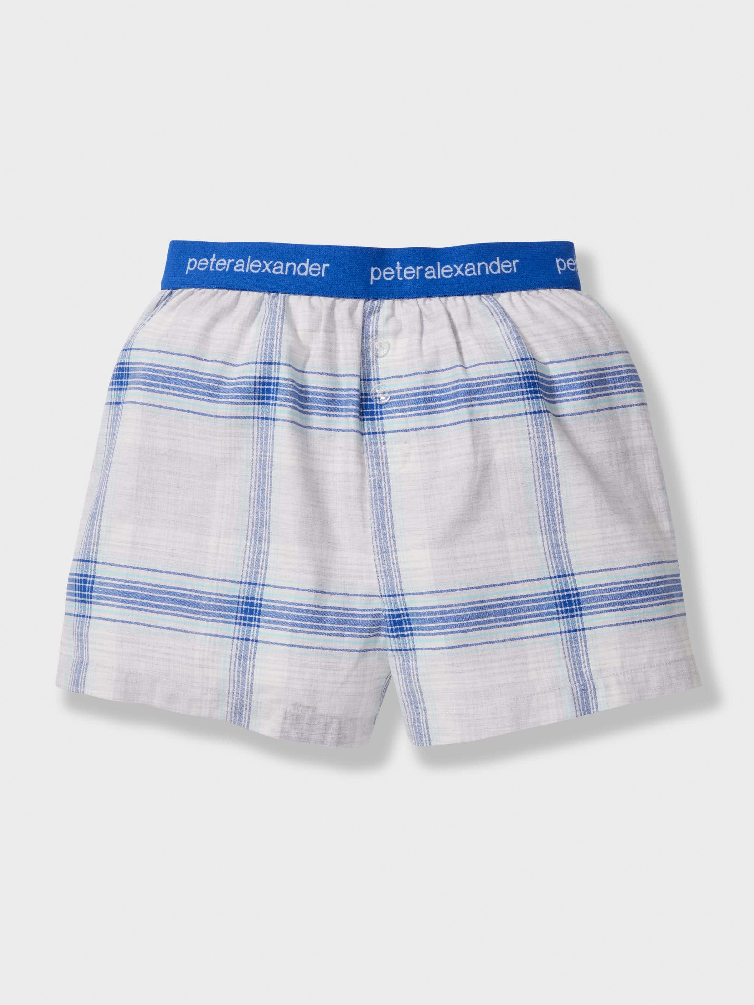 Boys Blue Check Boxer Short Pj Set