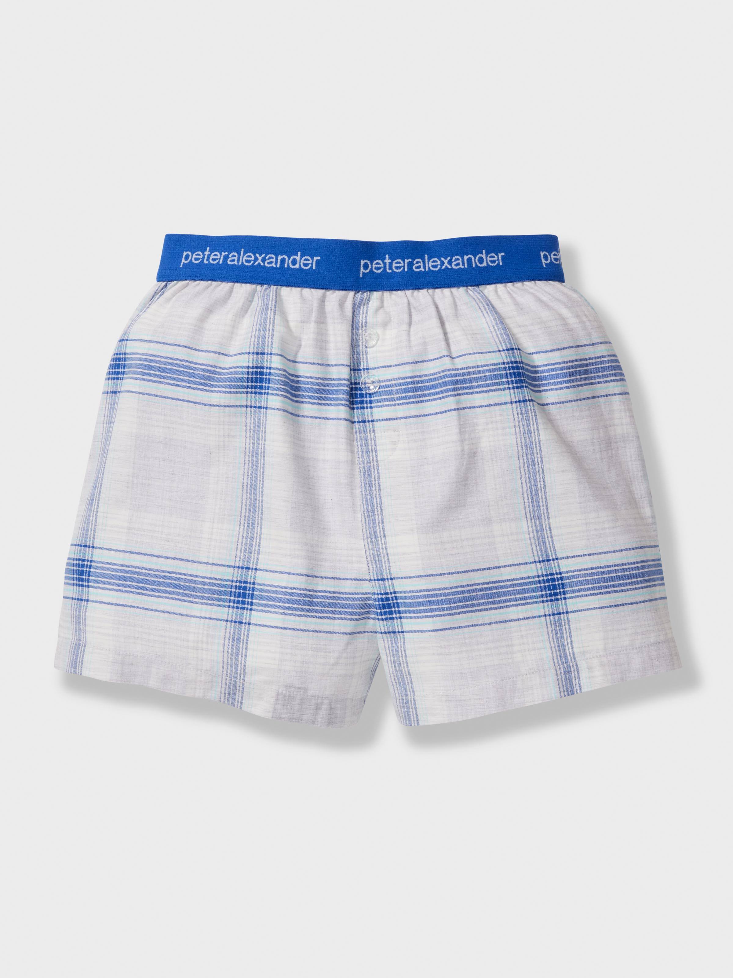 Boys Blue Check Boxer Short Pj Set