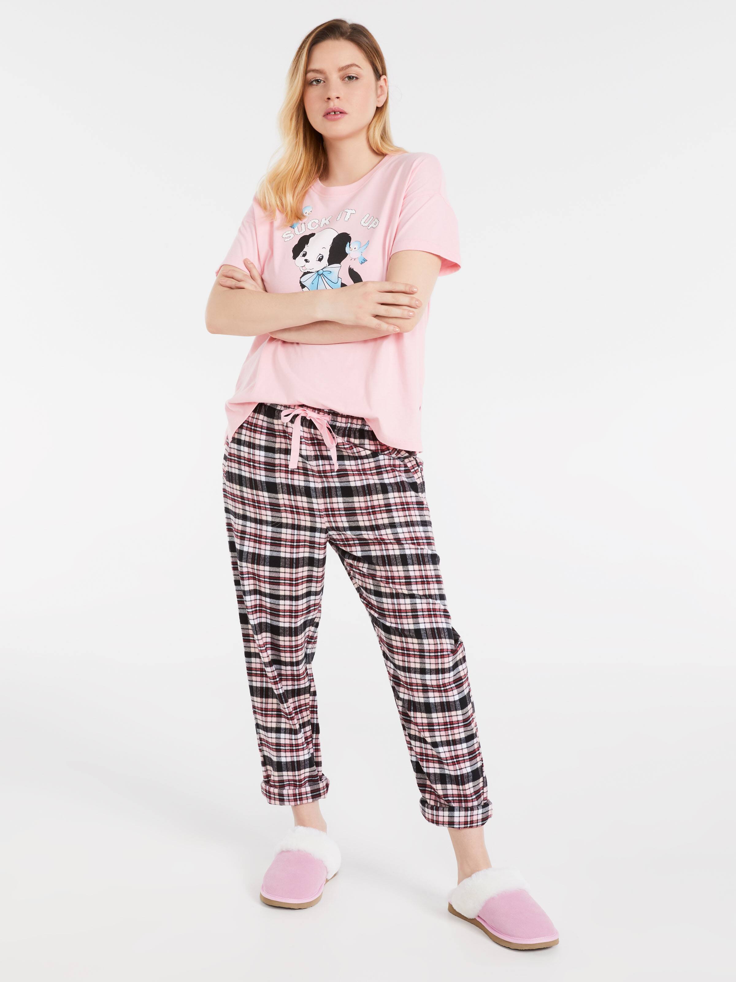 Beddy Byes Check Flannelette Roll Up Pant