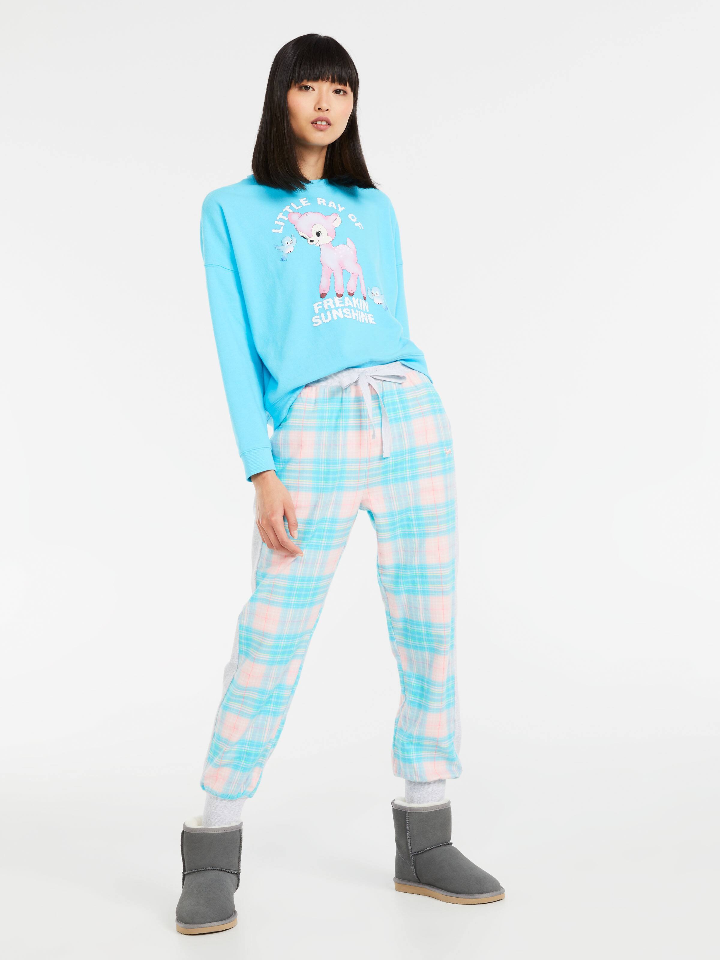 Blue Horizon Check Flannelette Cuff Pj Pant