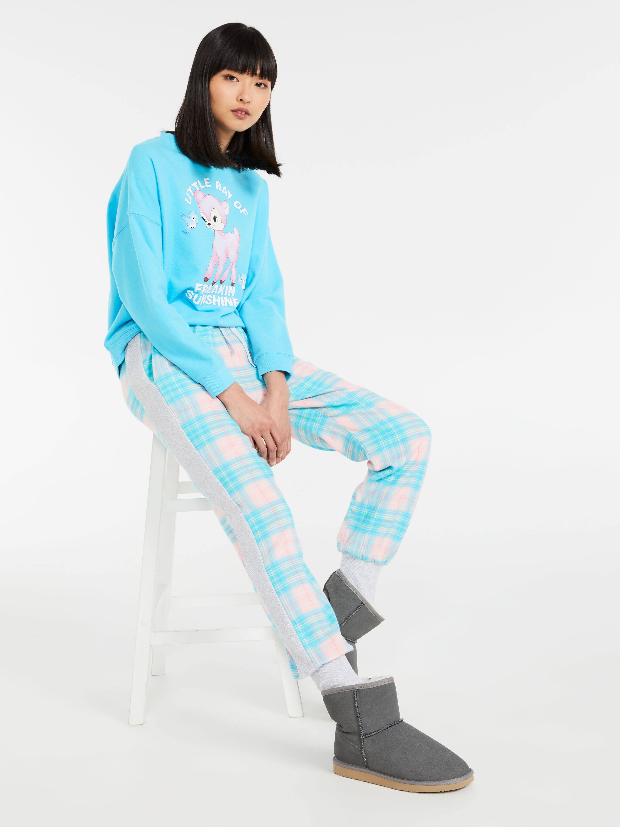 Blue Horizon Check Flannelette Cuff Pj Pant