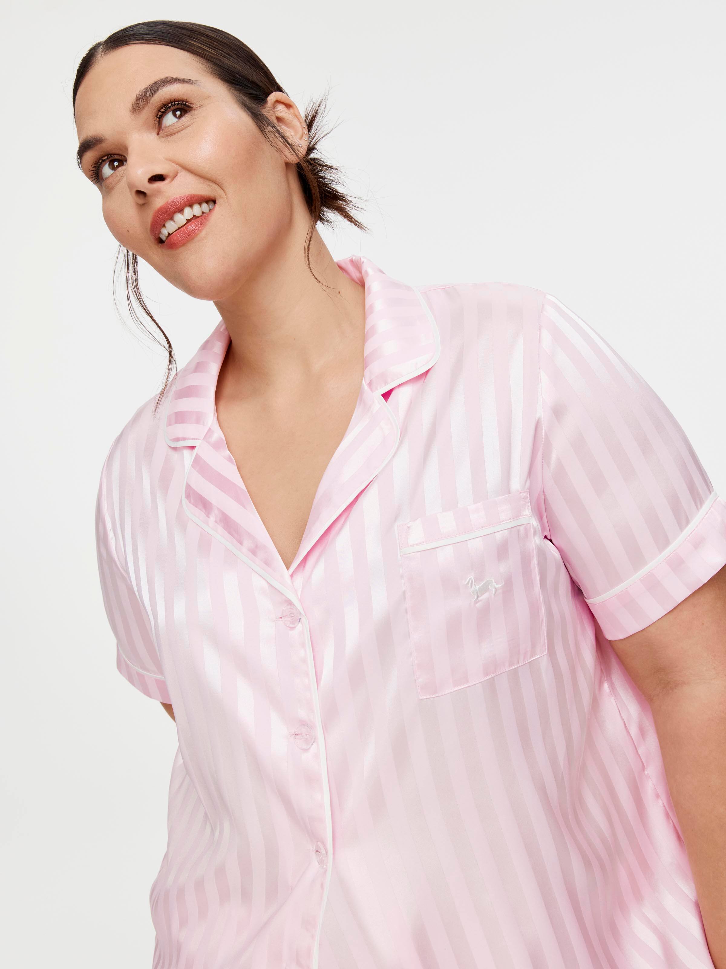 P.A. Plus Pink Stripe Chic Satin Pj Set