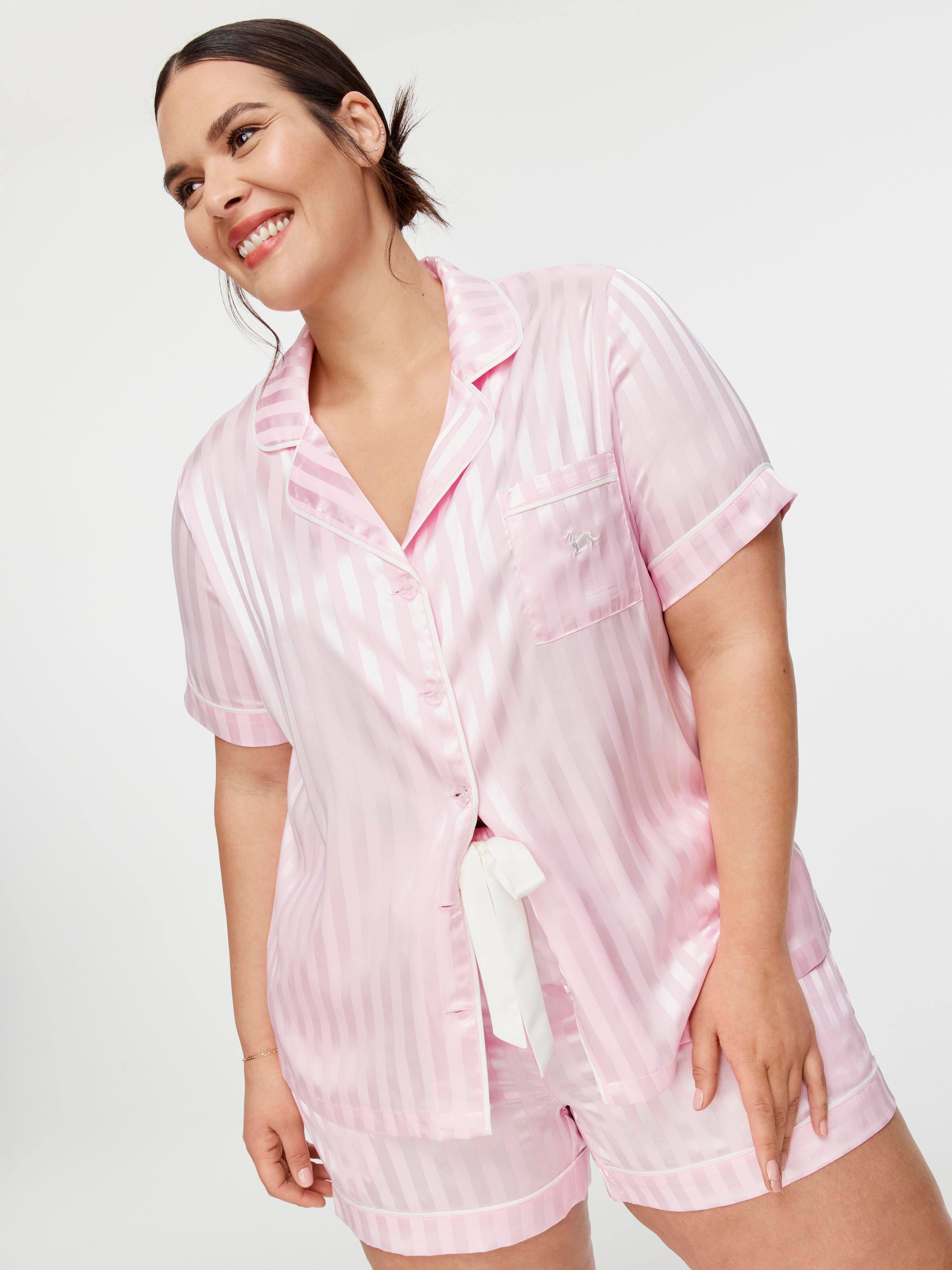 P.A. Plus Pink Stripe Chic Satin Pj Set