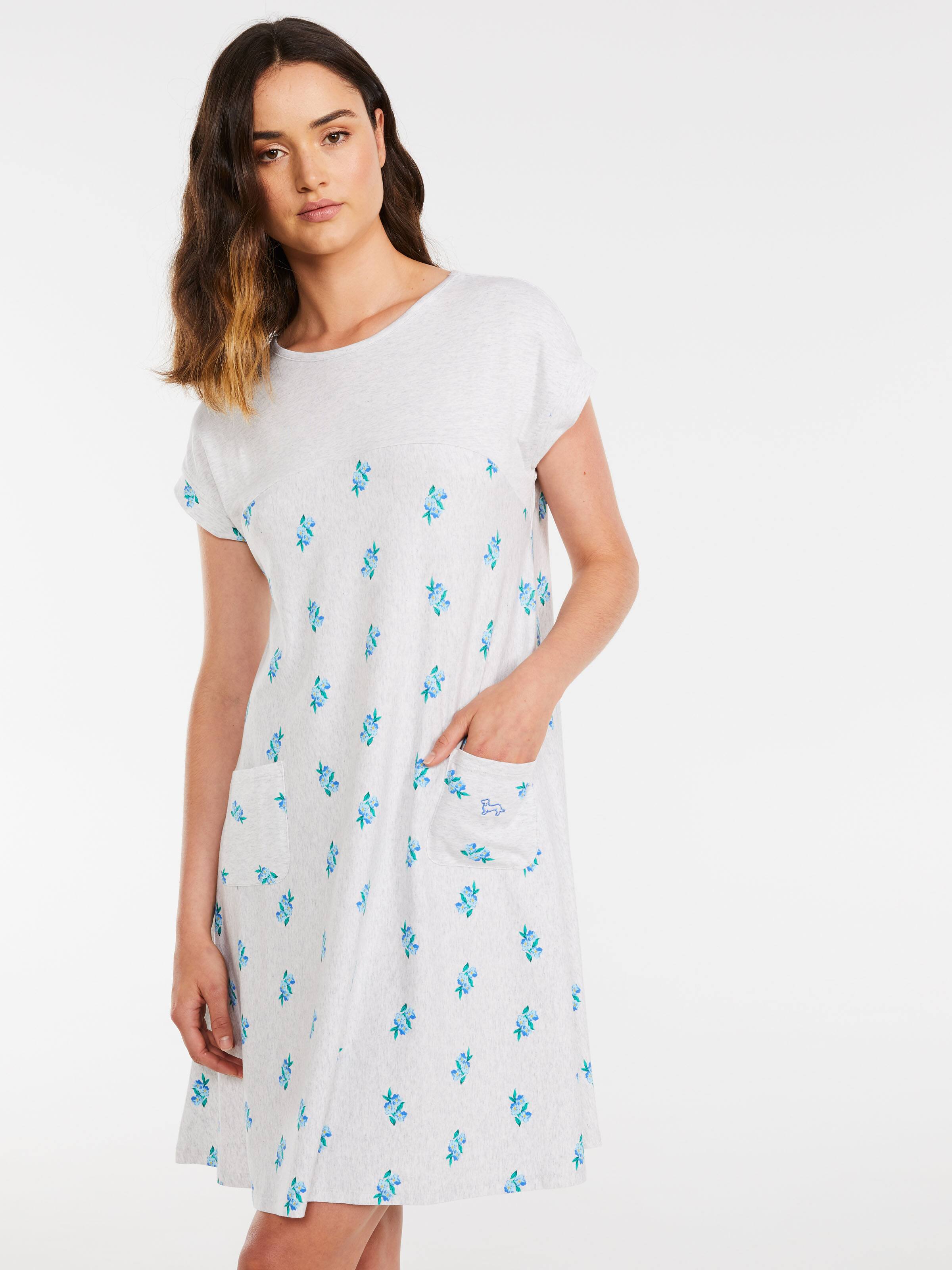 Blue Floral Hanky Hem Nightie
