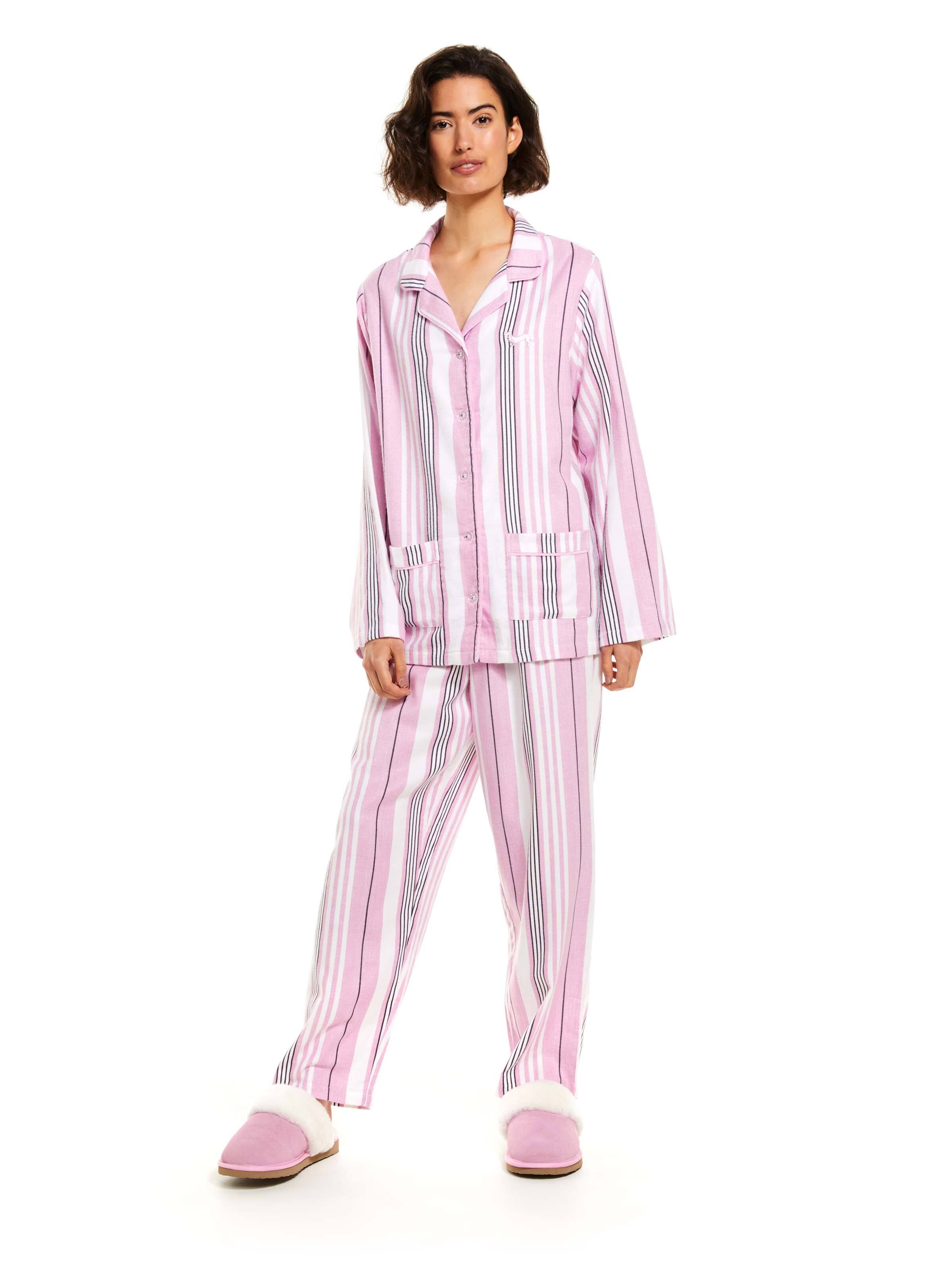 Pink Bedroom Stripe Bamboo Flannelette Pj Set
