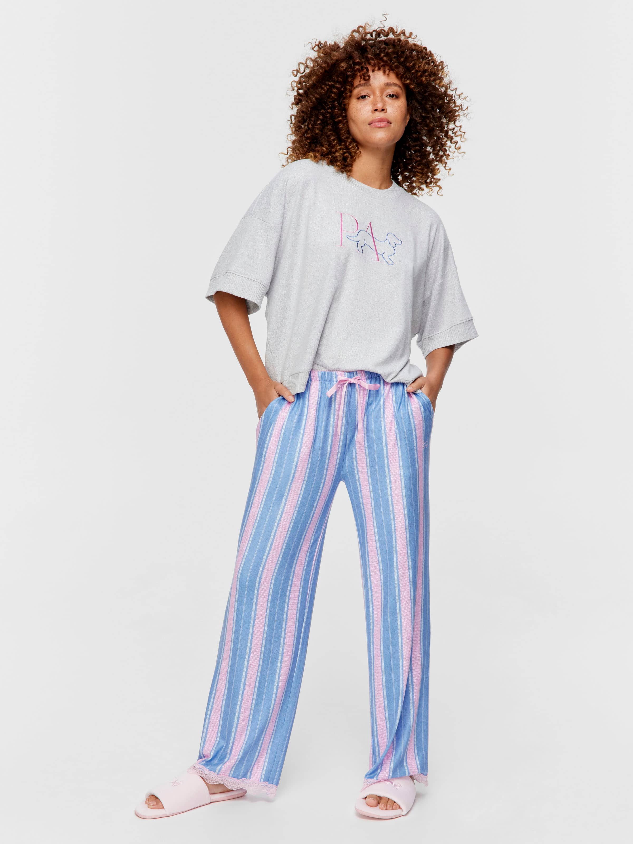 Plush Stripe Straight Leg Pj Pant