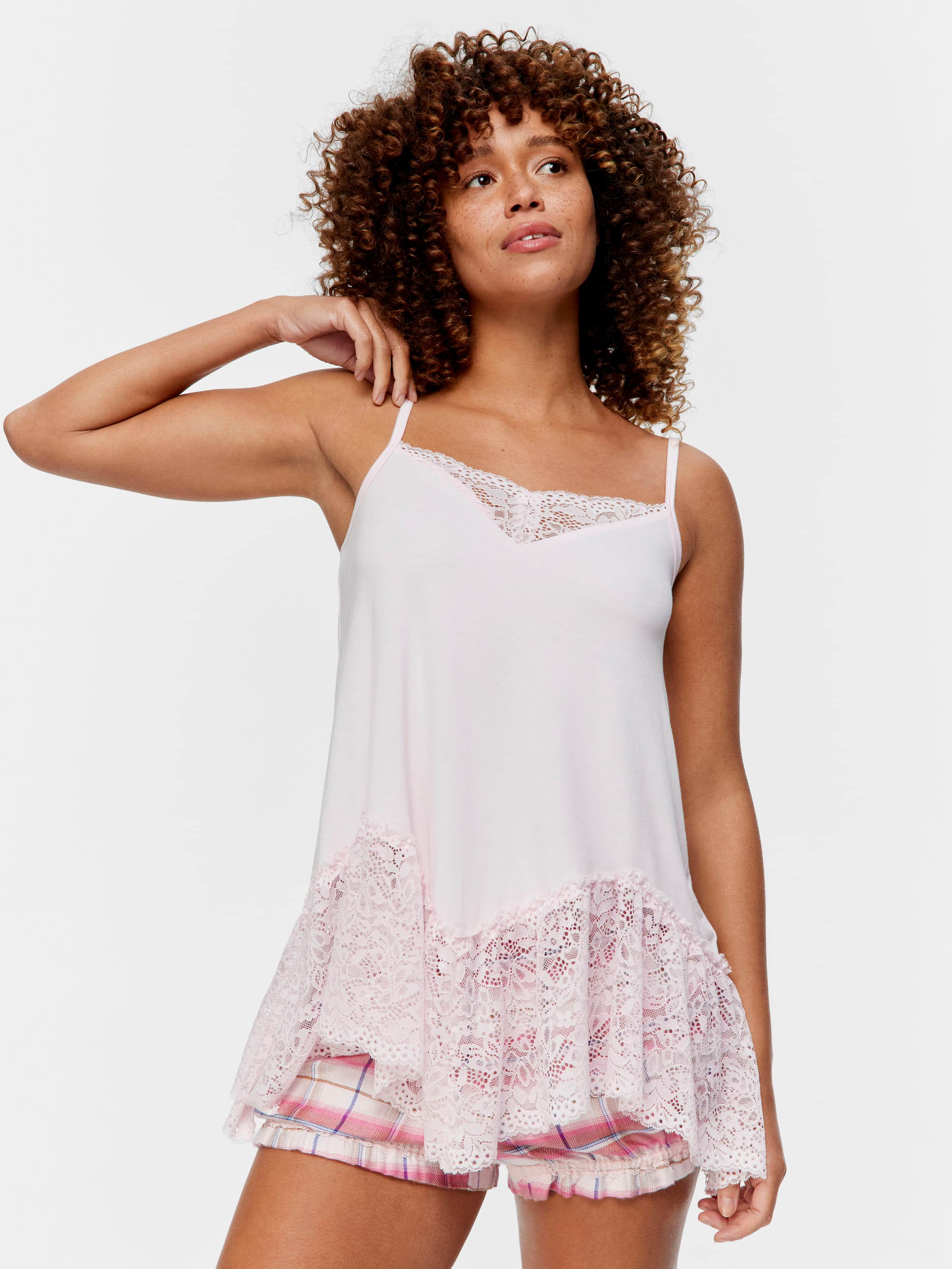 Pink Bamboo Jersey Lace Cami