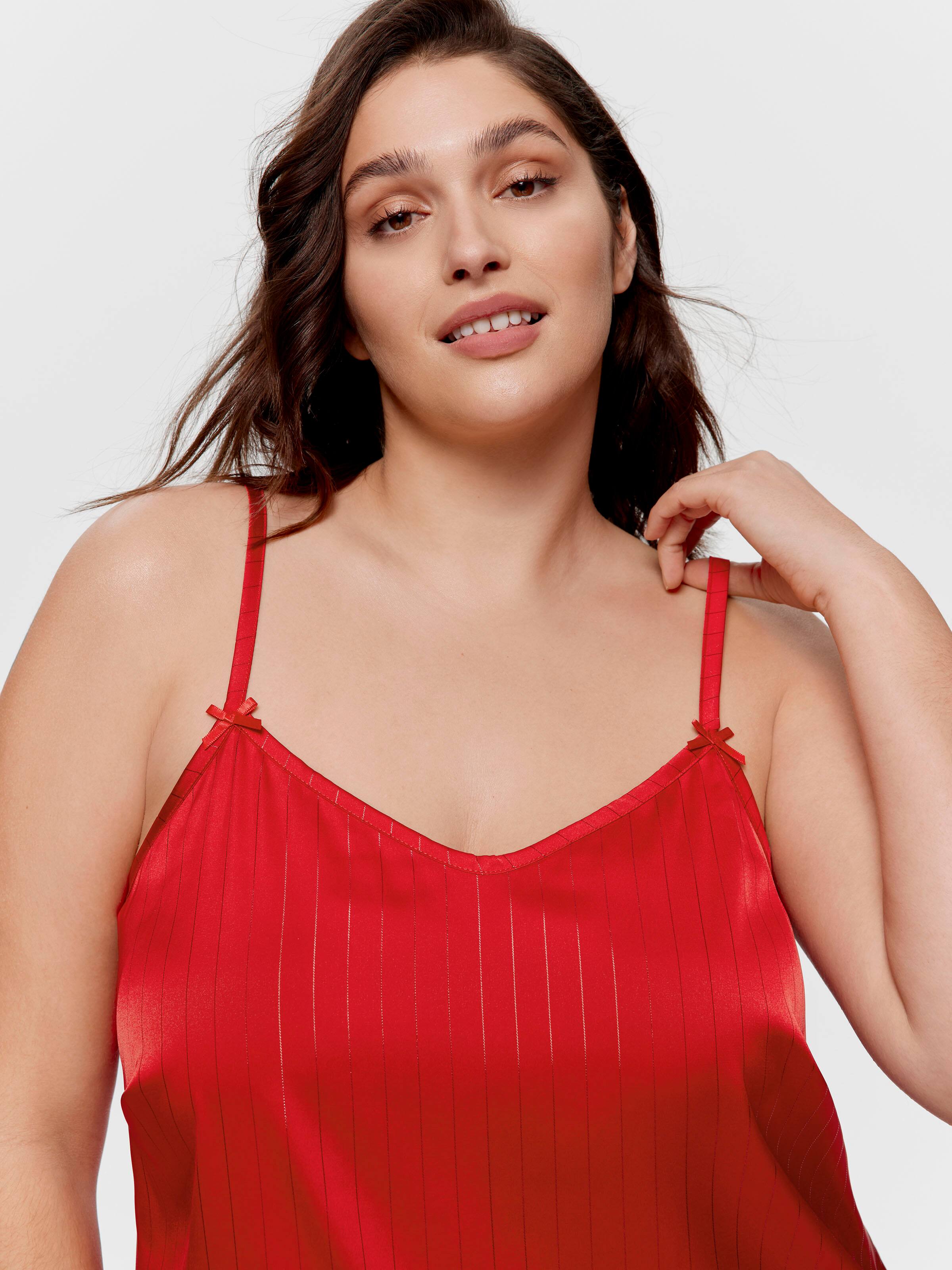 P.A. Plus Red Lurex Satin Cami