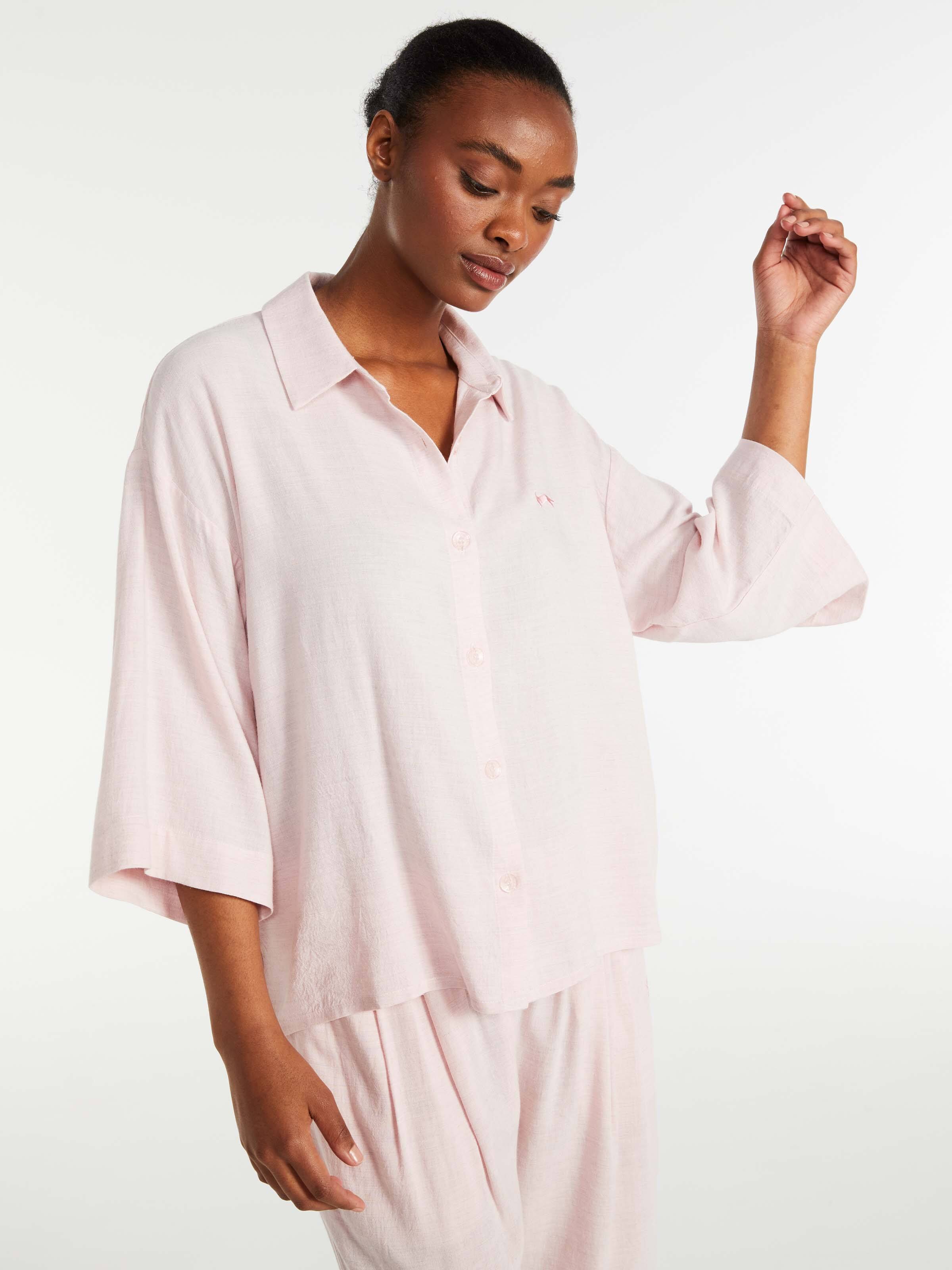 Natural 3/4 Sleeve Linen Shirt