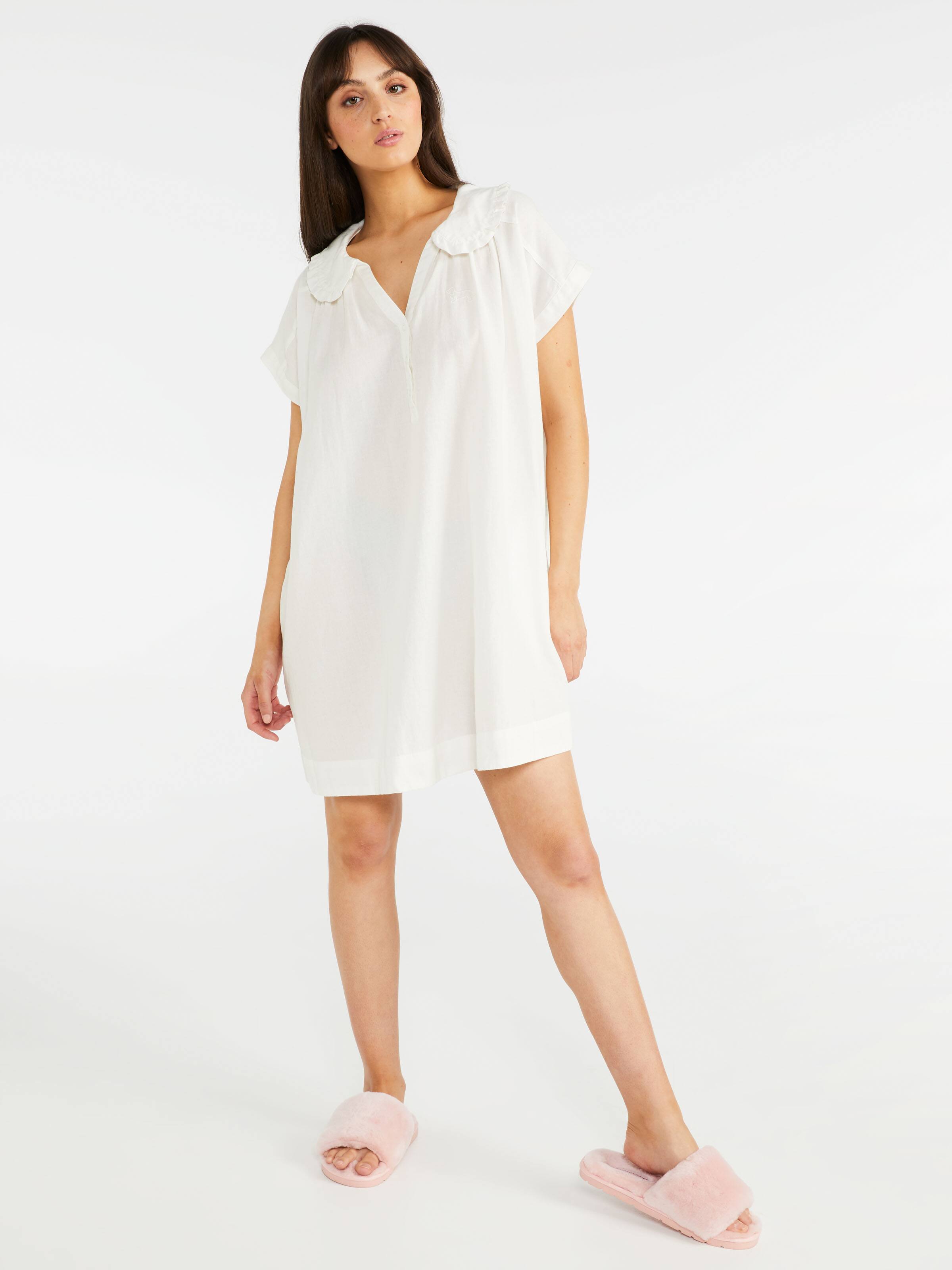 Linen Frill Collar Nightie