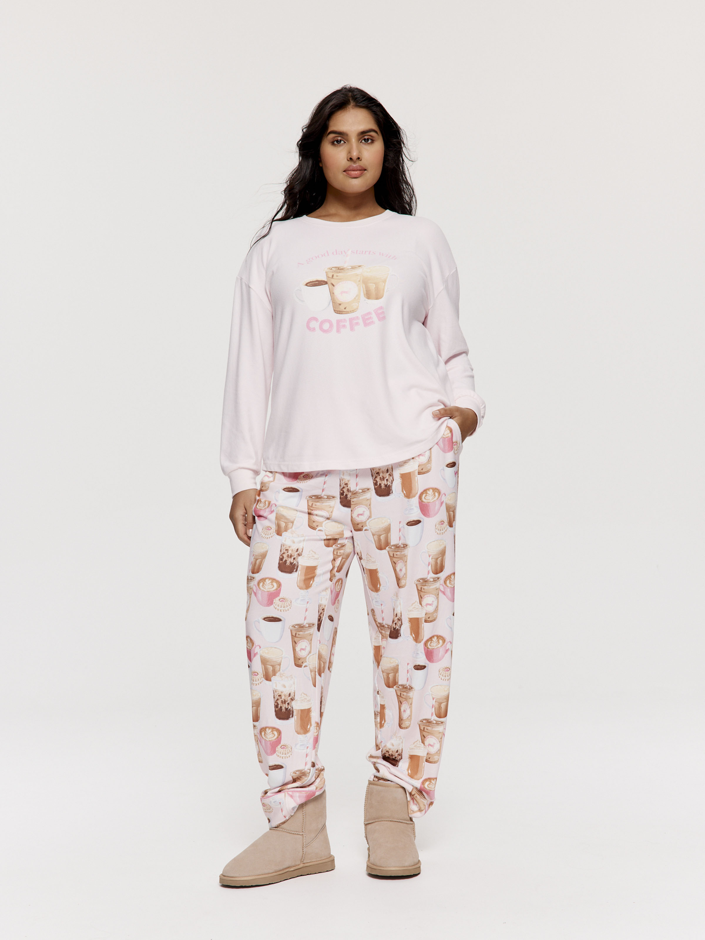 P.A. Plus Coffee Plush Oversized Long Sleeve Top