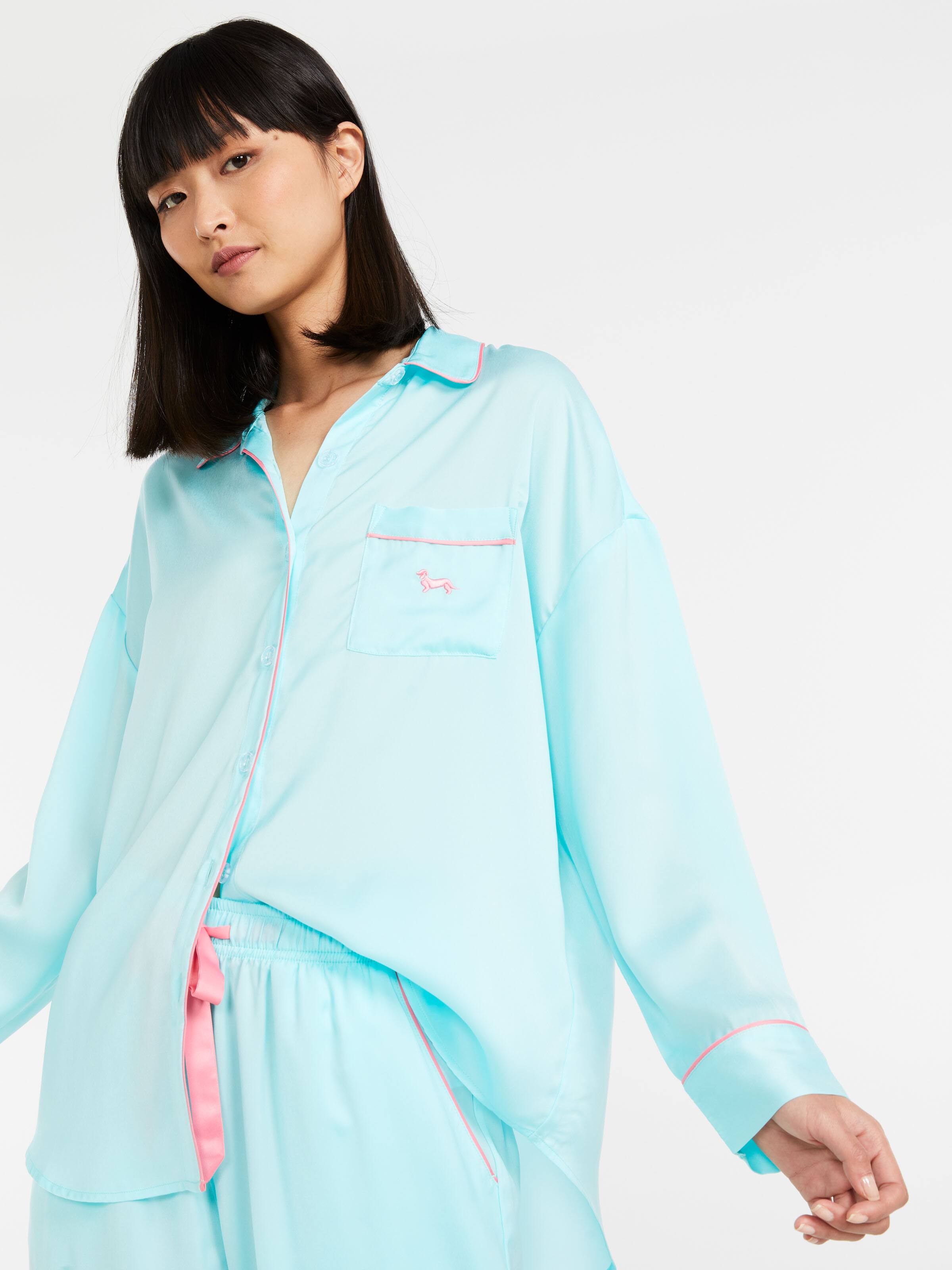 Crystal Blue Chic Satin Long Pj Set