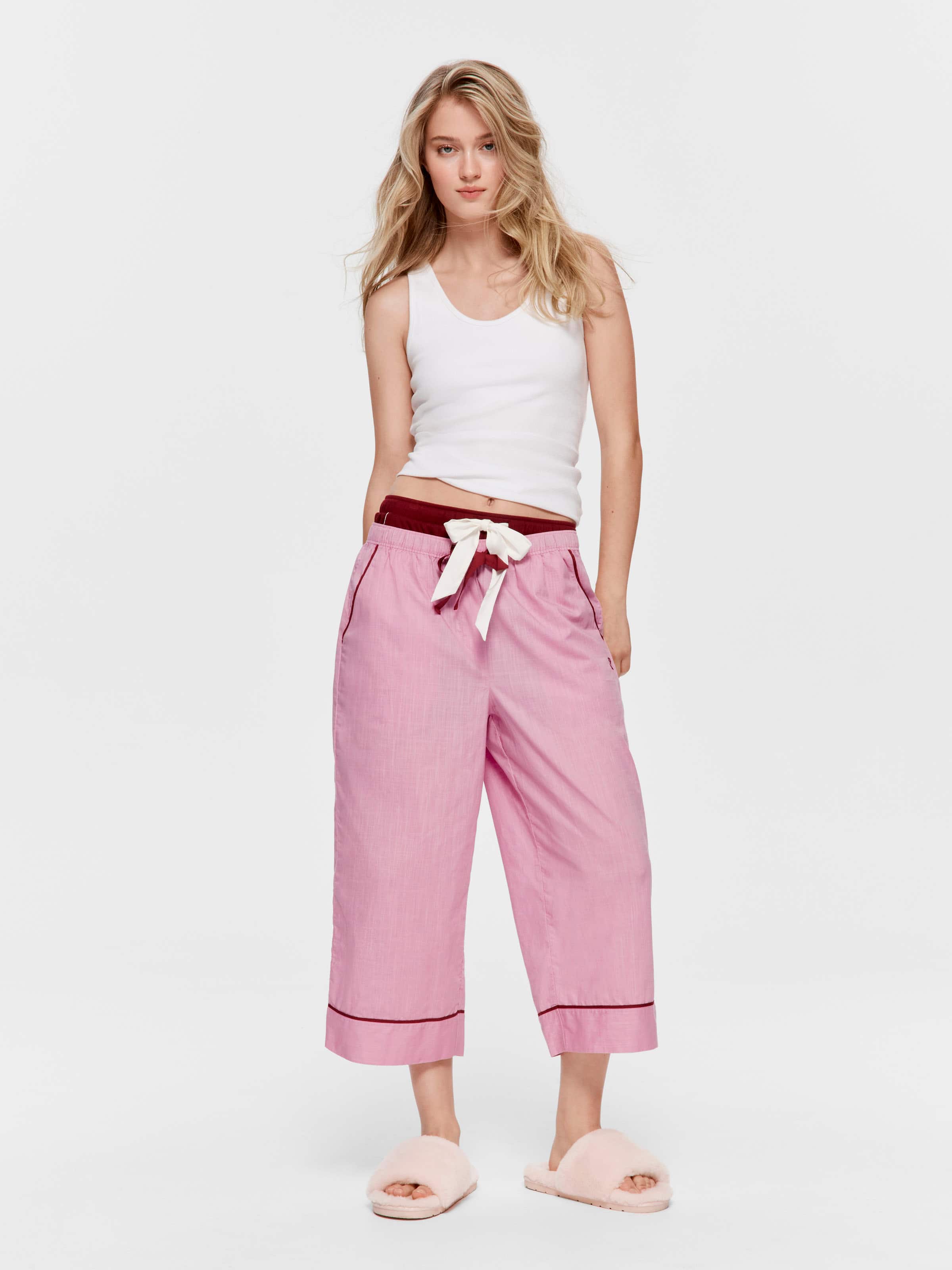 Pink 100% Cotton 3/4 Pj Pant