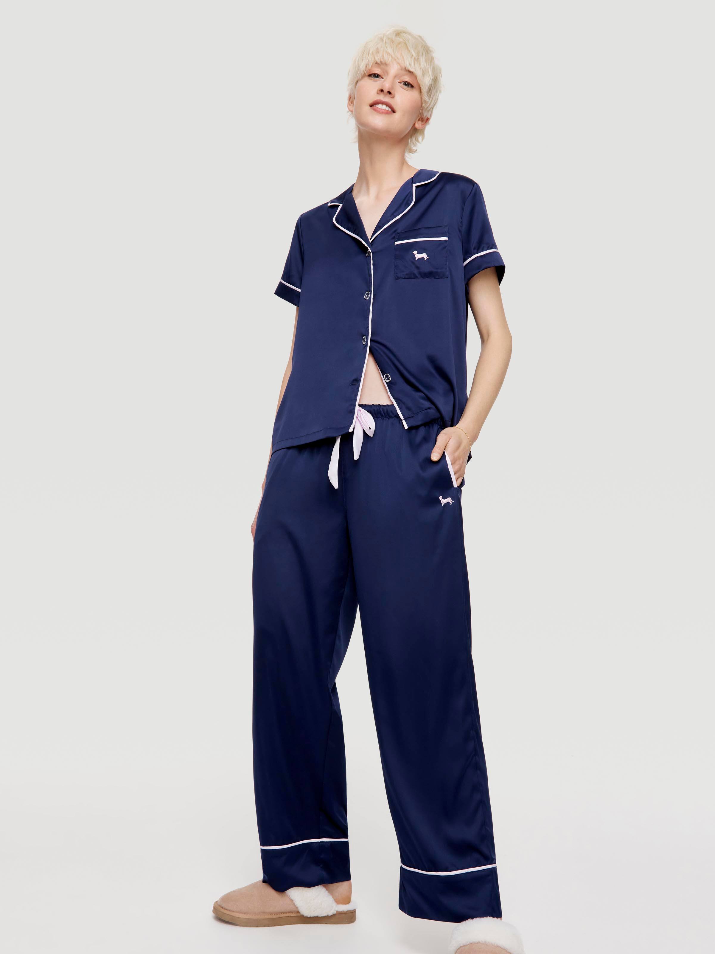 Navy Tux Luxe Satin Pj Pant