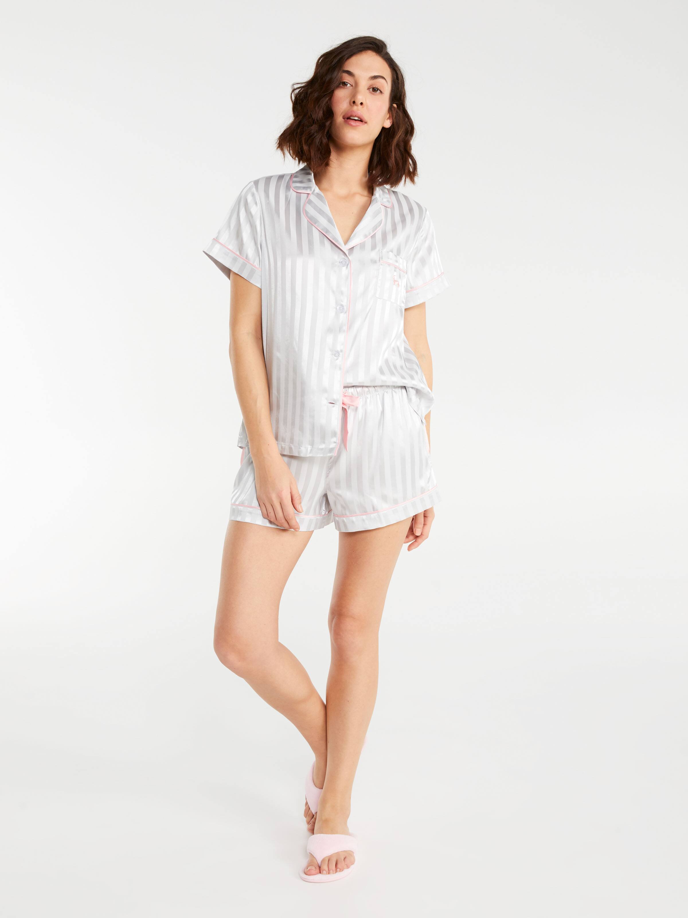 Silver Stripe Chic Satin Pj Set