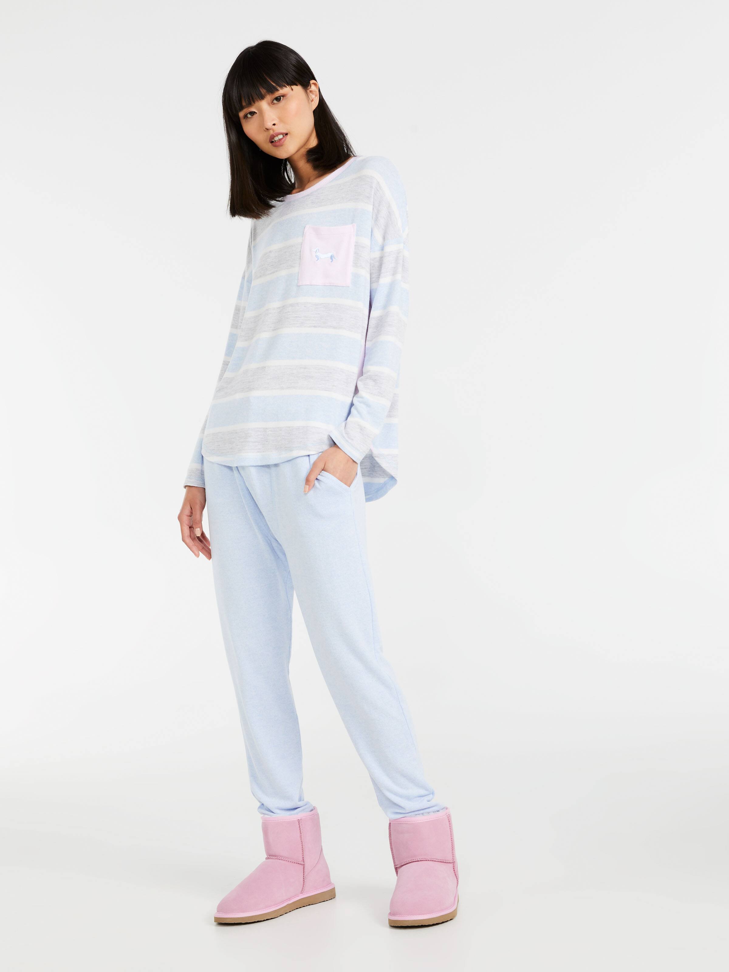 Stripe Fuzzy Long Sleeve Top