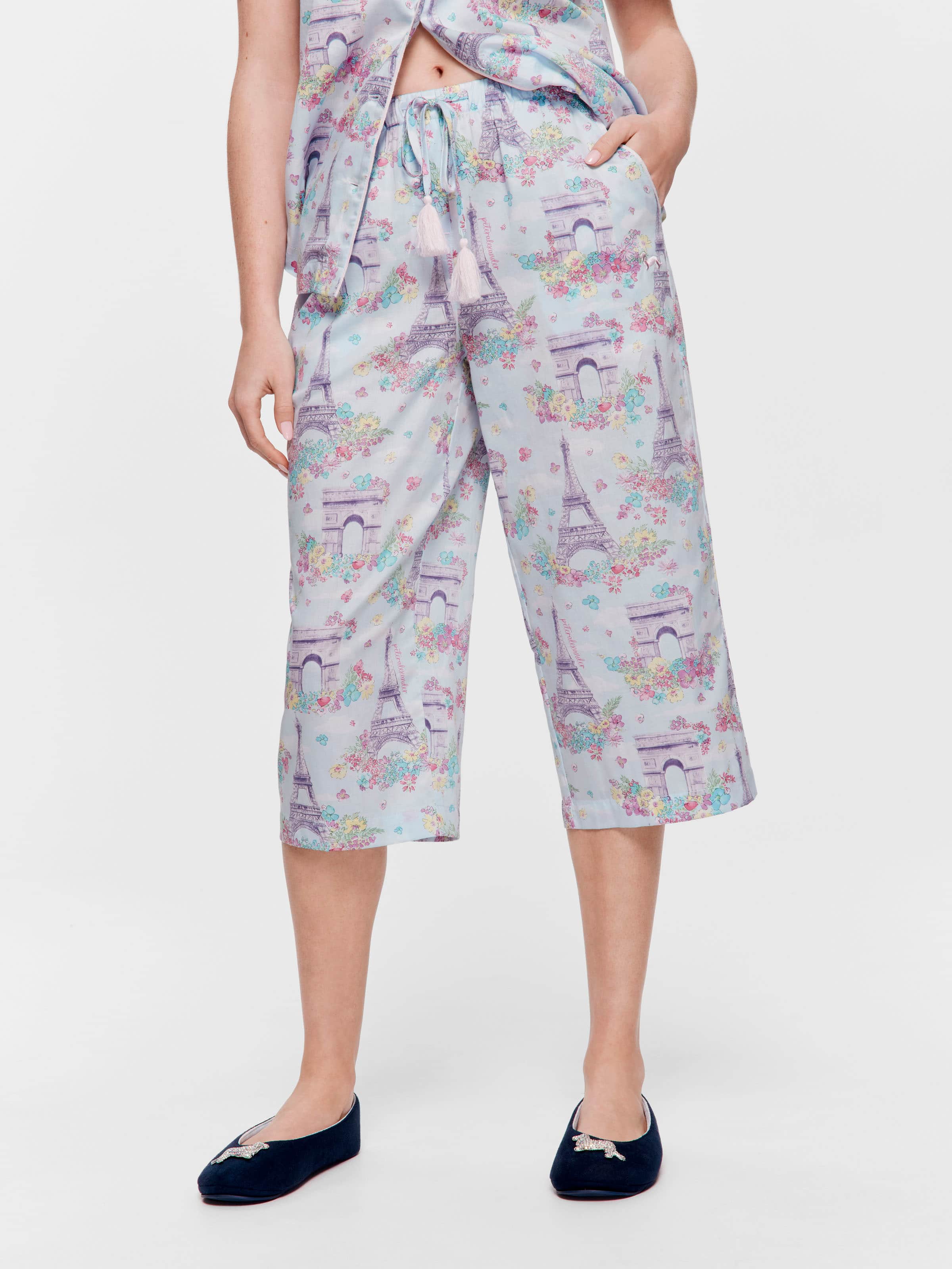 Paris Watercolour 100% Soft Cotton 3/4 Pj Pant