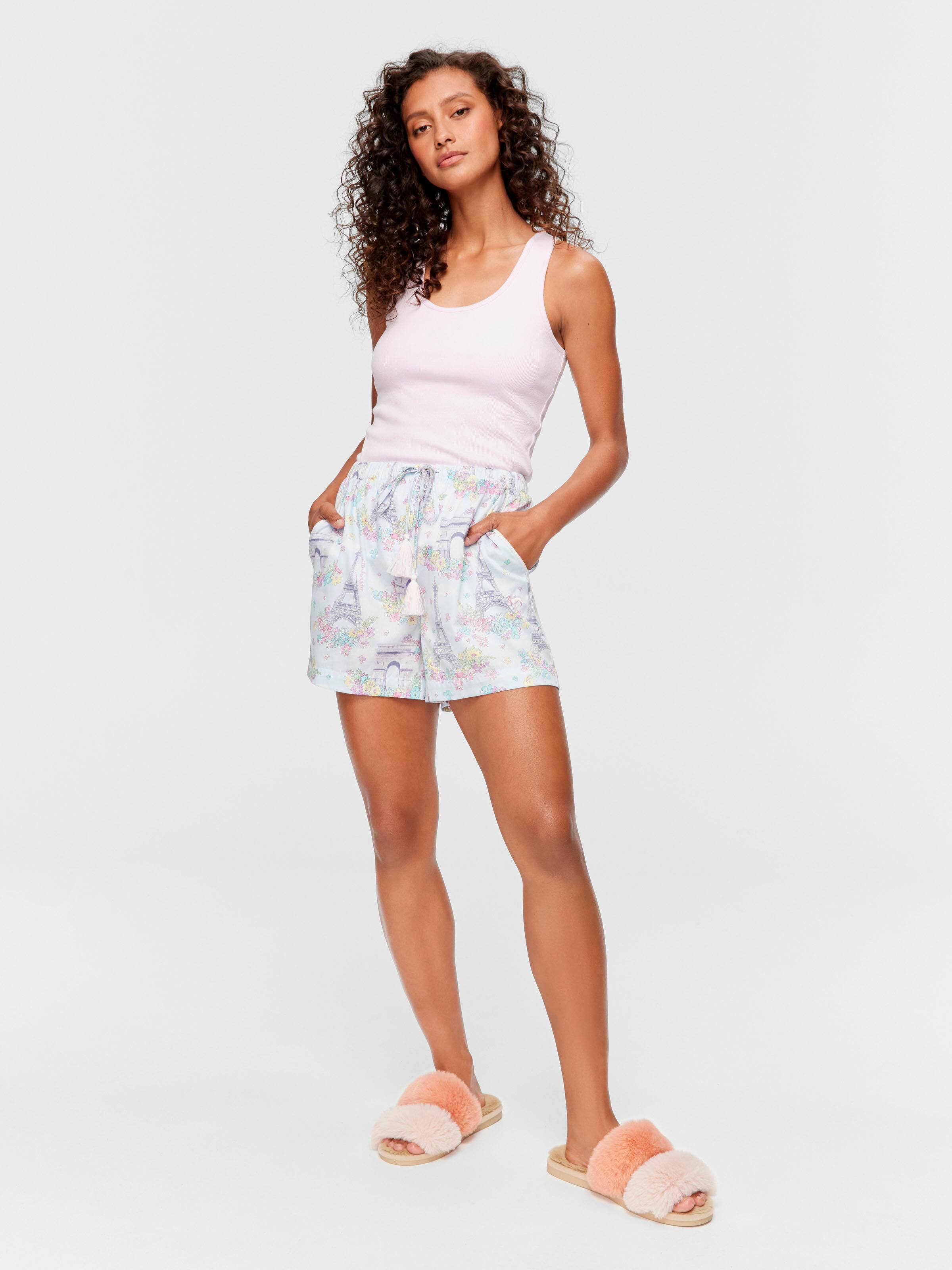 Paris Watercolour 100% Soft Cotton Relaxed Mid Short