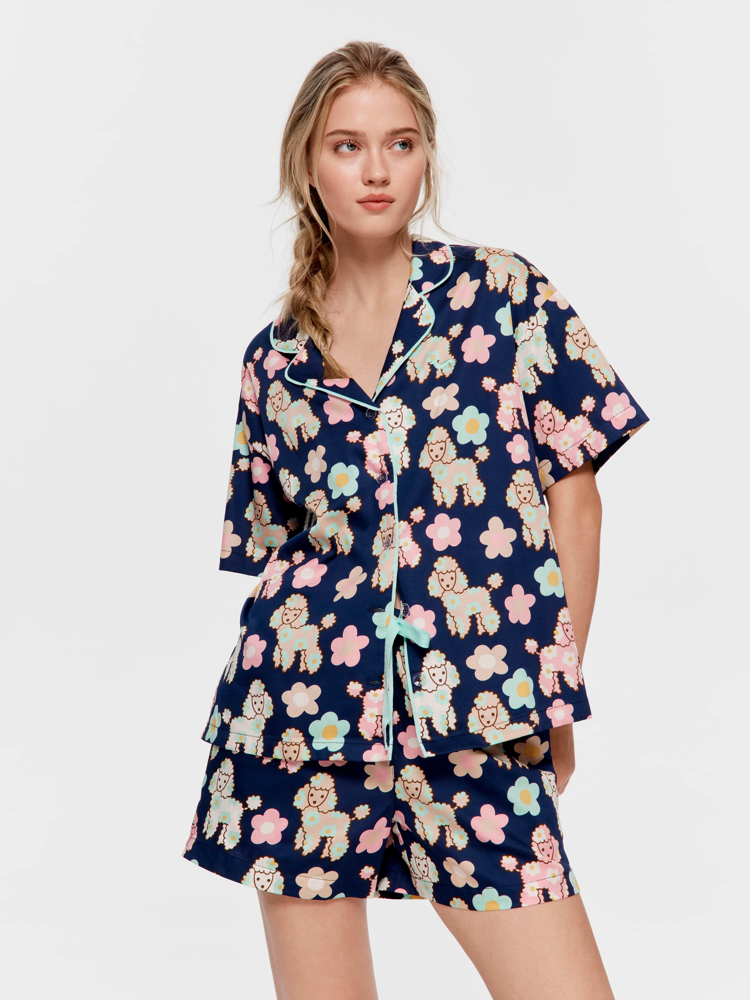 Poodle Floral 100% Cotton Shortie Pj Set